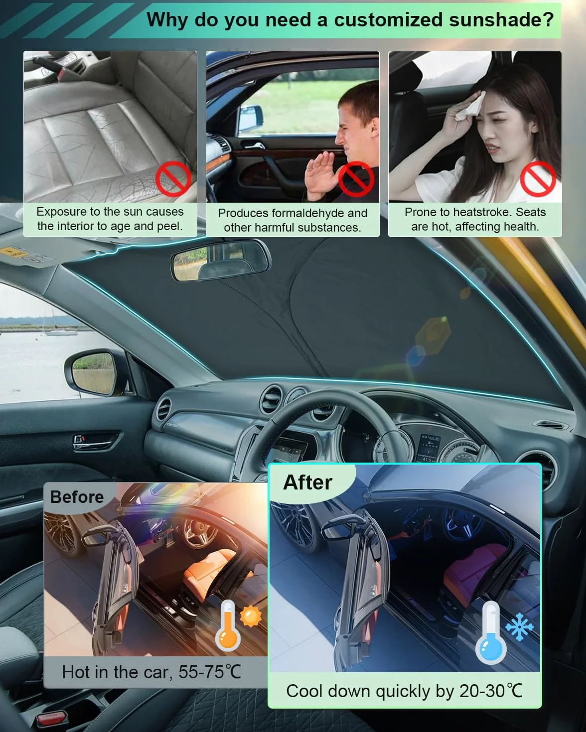 [Upgrade] GAFAT Suzuki Vitara LY iV-4 Hybrid 2016-2025 2026 Parasole, Parabrezza interno, Protezione Solare, Raffreddamento, Protezione UV, Suzuki Vitara Accessori