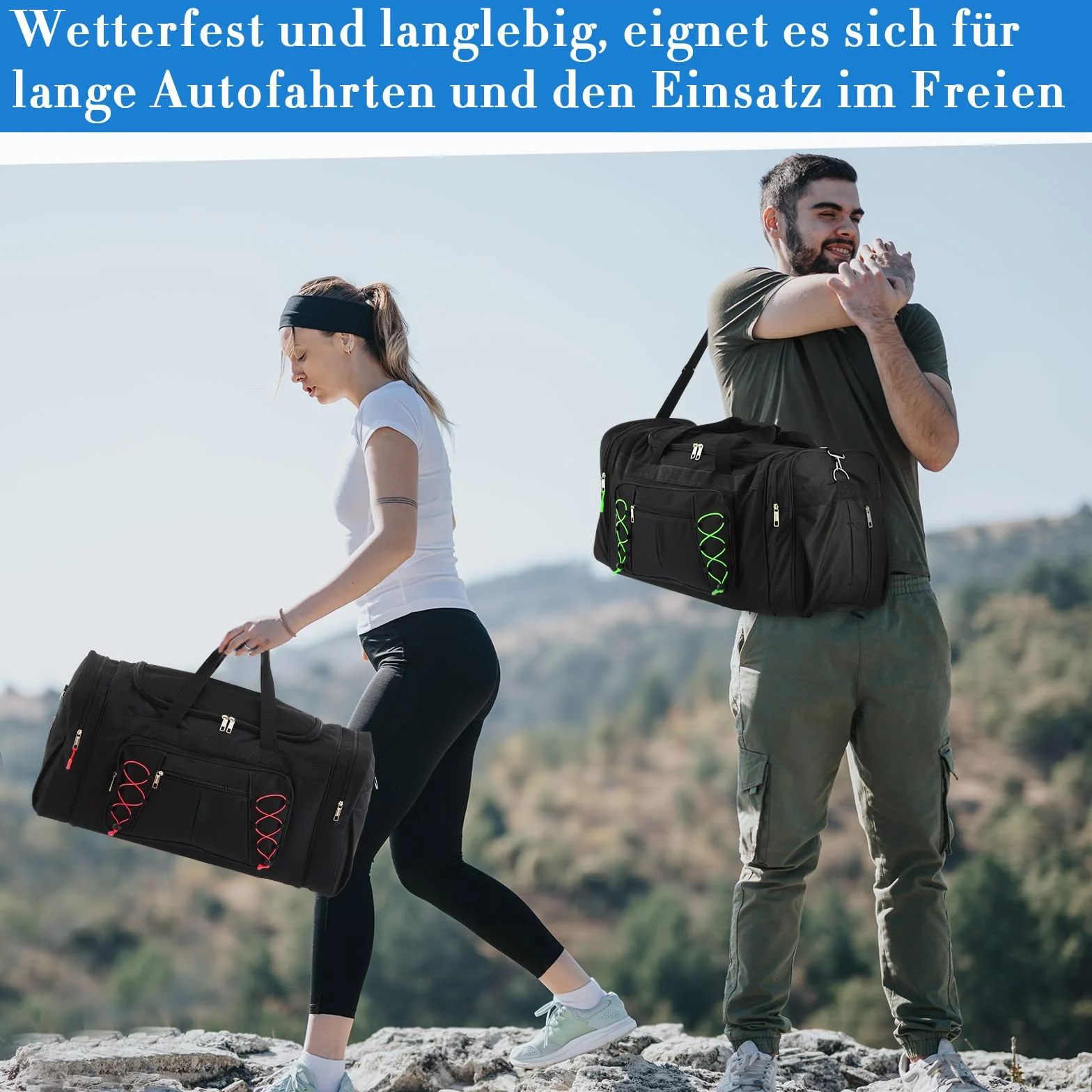 Weewooday Set di 4 Borse per Box da Tetto 65 cm 68L Duffel Portapacchi con 4 Cerniere Indicatori di Identificazione Borsa da Viaggio Nera con Scomparto per Scarpe per Box da Tetto Auto(Classico)