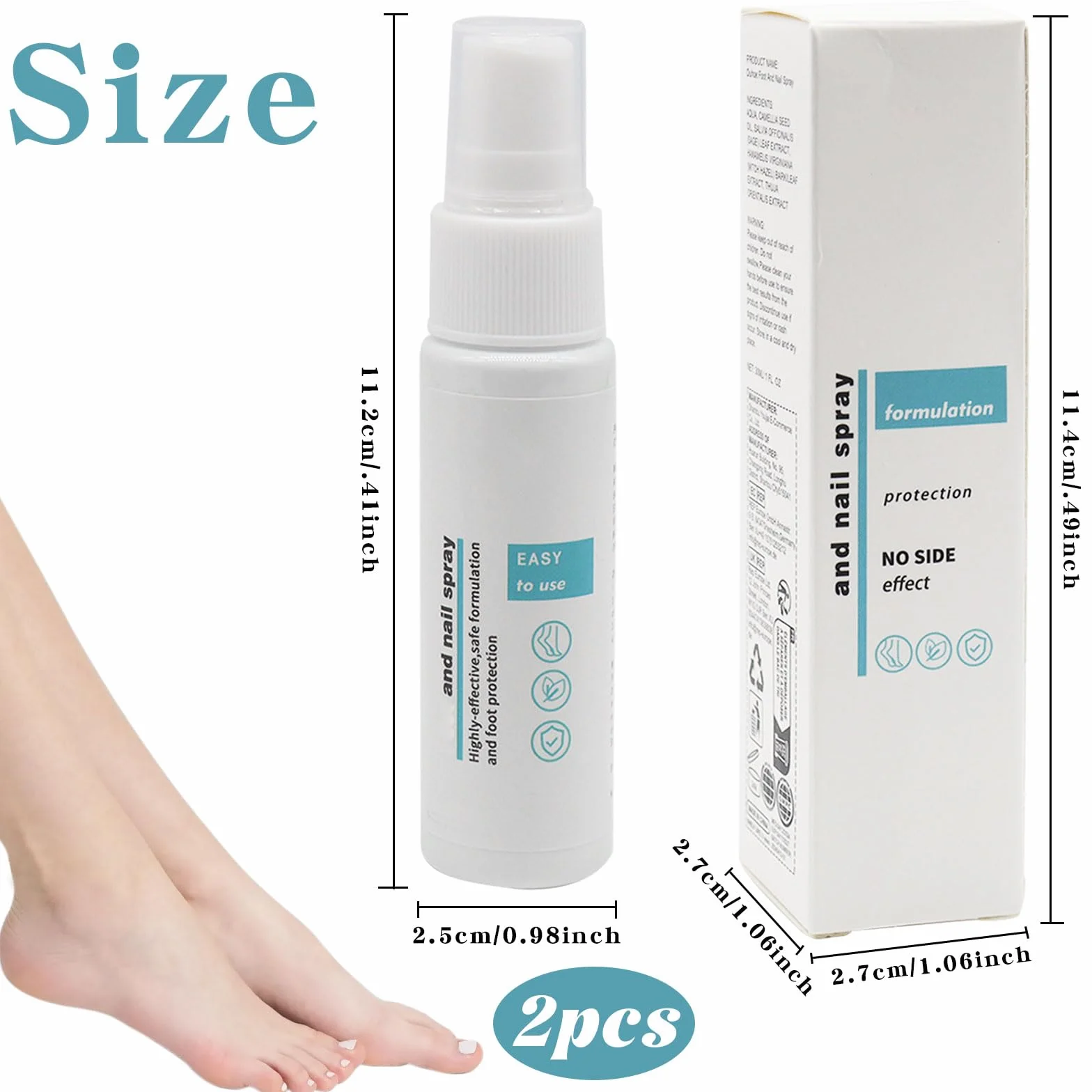 Foot and Nail Spray 2 pz Spray Fungo per Unghie Riparazione Odori
