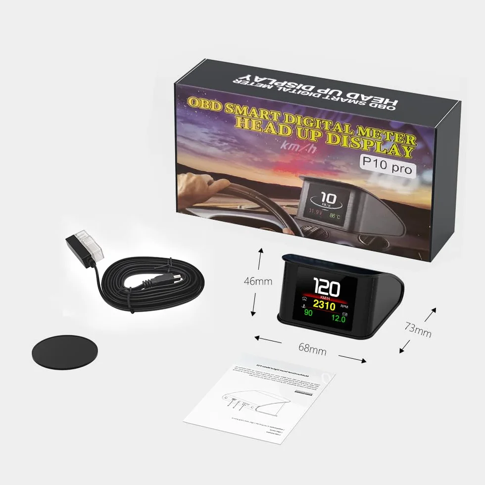 P10 PRO Auto OBD2 Head Up Display Digital Tachimetro Computer di Bordo Allarme Velocità Eccessiva Codice Errore Motore Accessori Elettronici