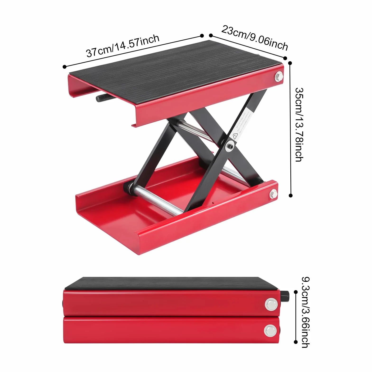 Sollevatore per moto, sollevatore per moto, regolabile in altezza, 93-350 mm, supporto per forbice di sollevamento con ampia piattaforma, sollevatore per riparazione di biciclette (portata 500 kg