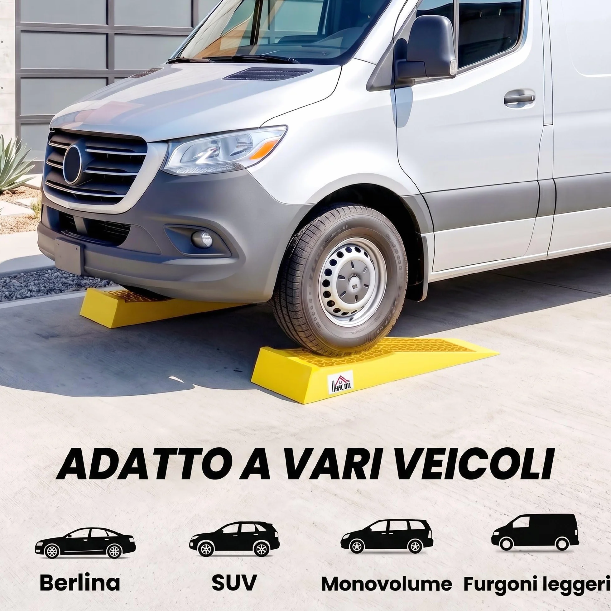 HOMCOM Set di 2 Rampe di Carico in Plastica per Auto con Capacità 3 Tonnellate per Pezzo, Pedane Antiscivolo per Manutenzione Macchine, Camper e Furgoni, 70x19.5x7.8 cm, Giallo