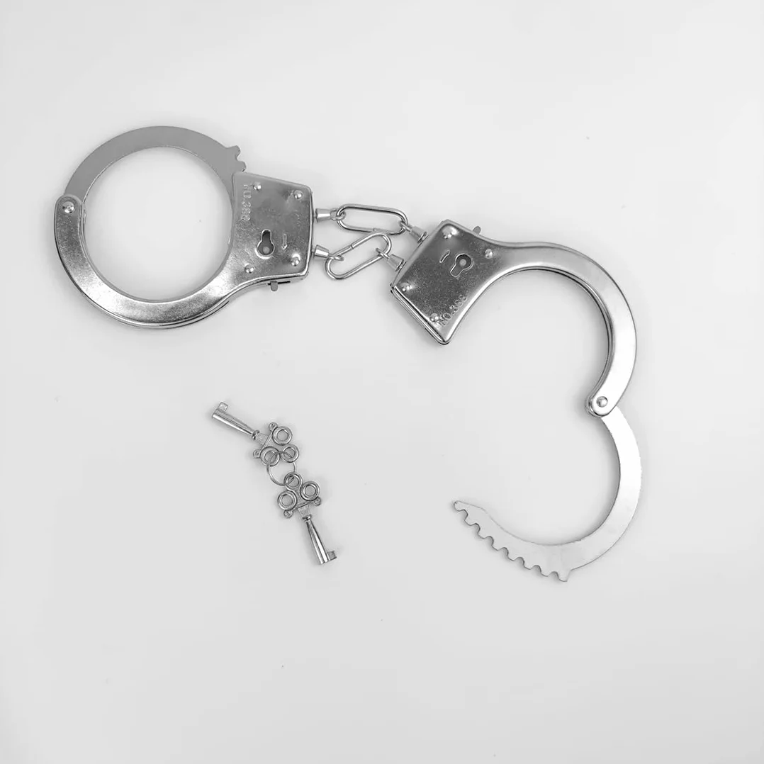 Manette giocattolo in metallo con chiave per cosplay polizia