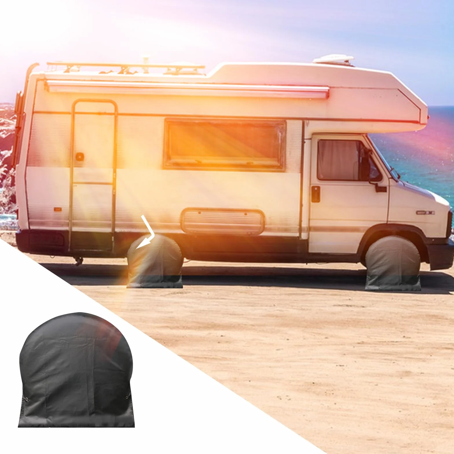 Coperture per pneumatici 4 pezzi impermeabili protezione UV 76,2-81,3 cm per camper camion rimorchi