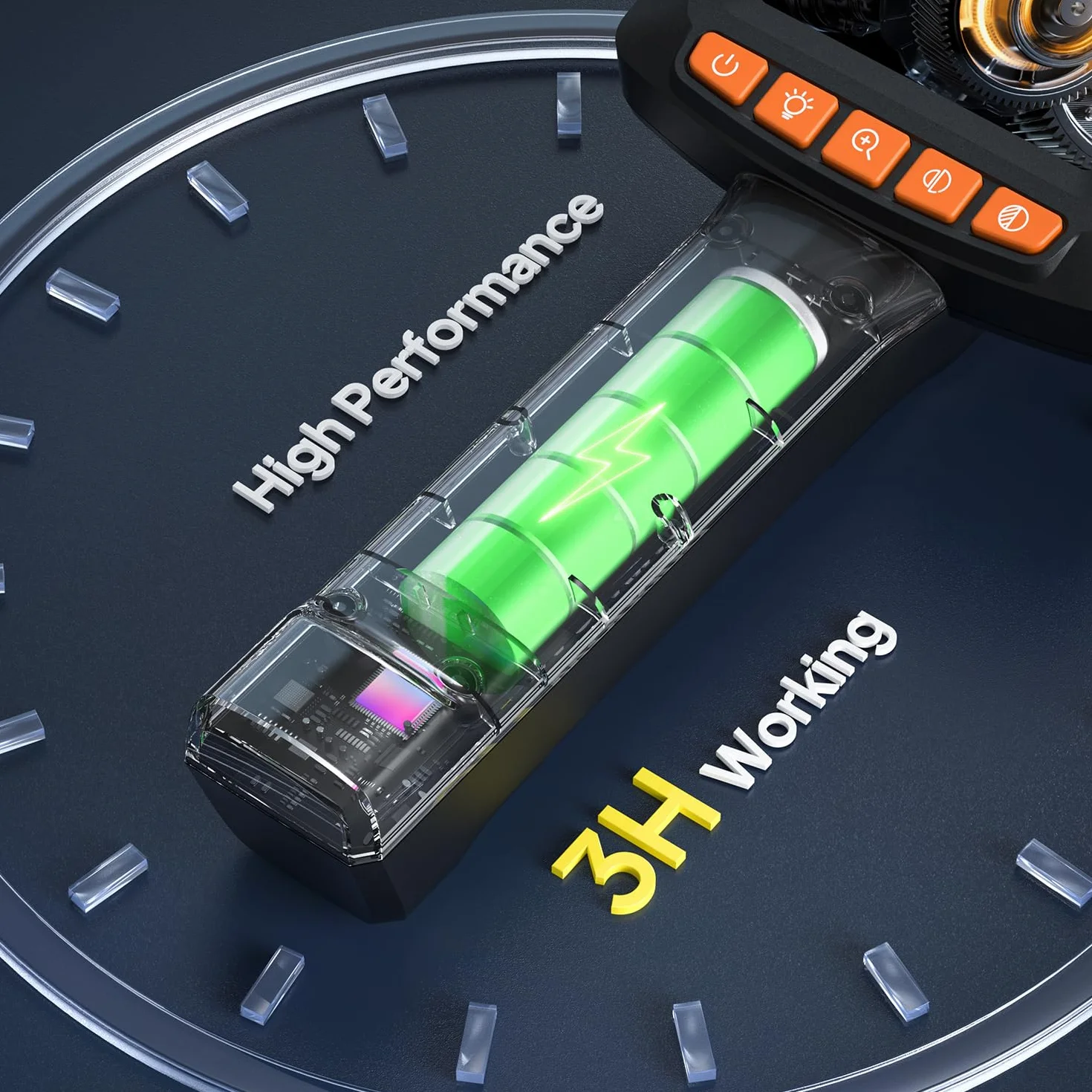 Endoscopio Industriale Qimic 2.4" IPS 1080P HD Sonda Ispezione IP67 Cavo Semirigido 5M