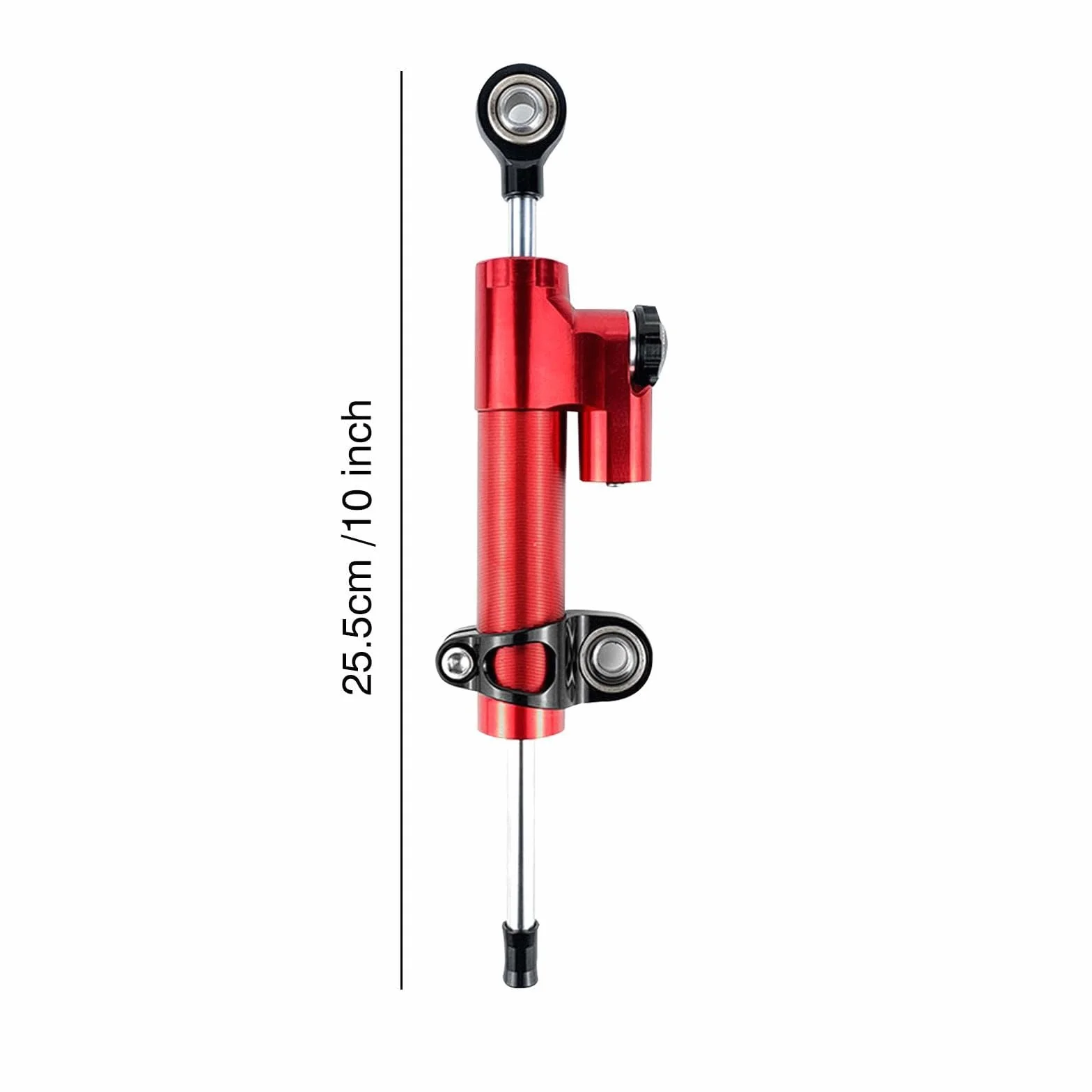 Ammortizzatore di sterzo per motociclo, Stabilizzatore universale per ammortizzatore di sterzo in lega di alluminio per moto per la maggior parte delle moto, bici da strada(rosso + nero)
