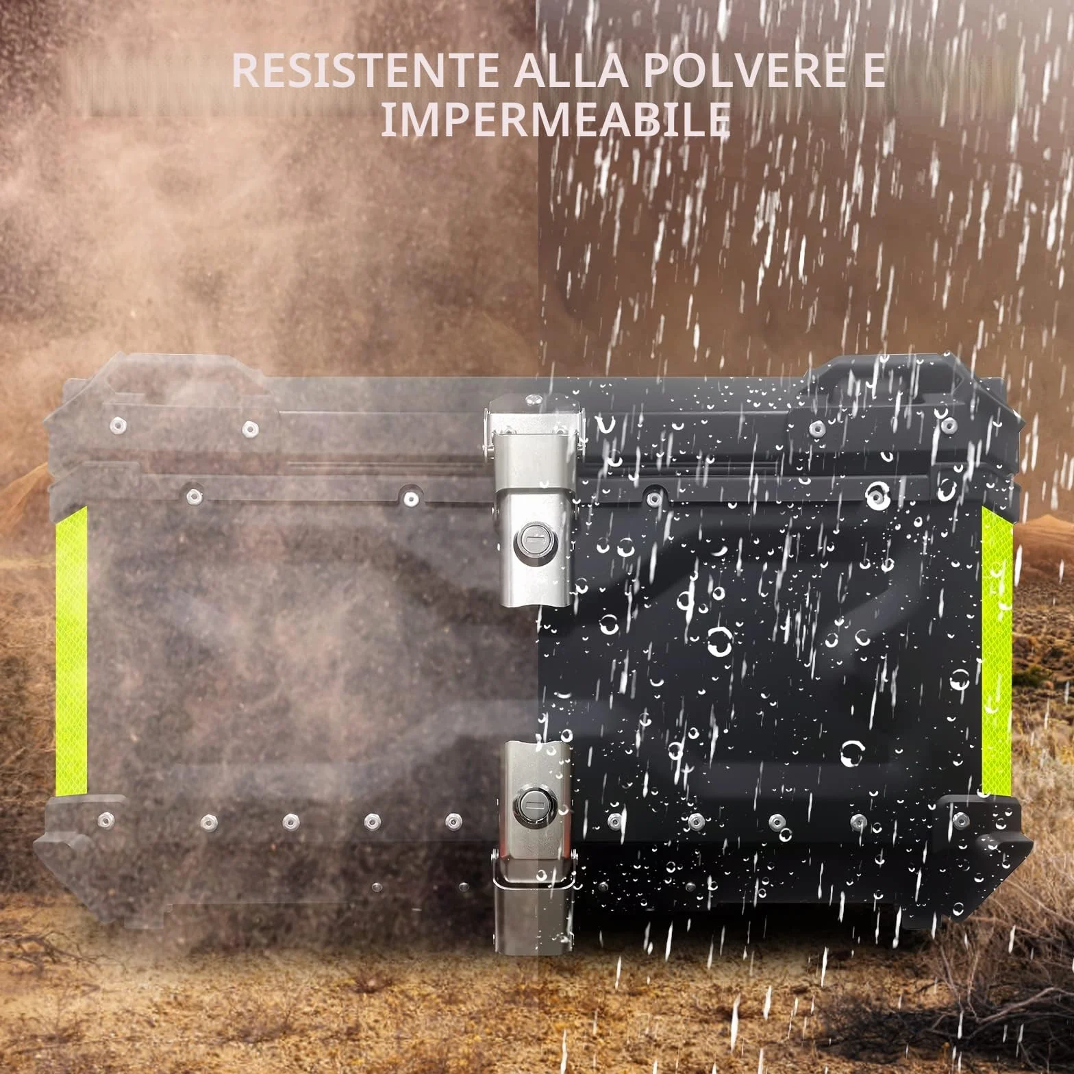 VOKKA Bauletto Moto, 65L Lega di Alluminio Bauletto, Impermeabile, Antipolvere e Antifurto, Bauletti Scooter per Conservazione Casco, Baule Moto con Schienale e Piastra di Base (Nero)