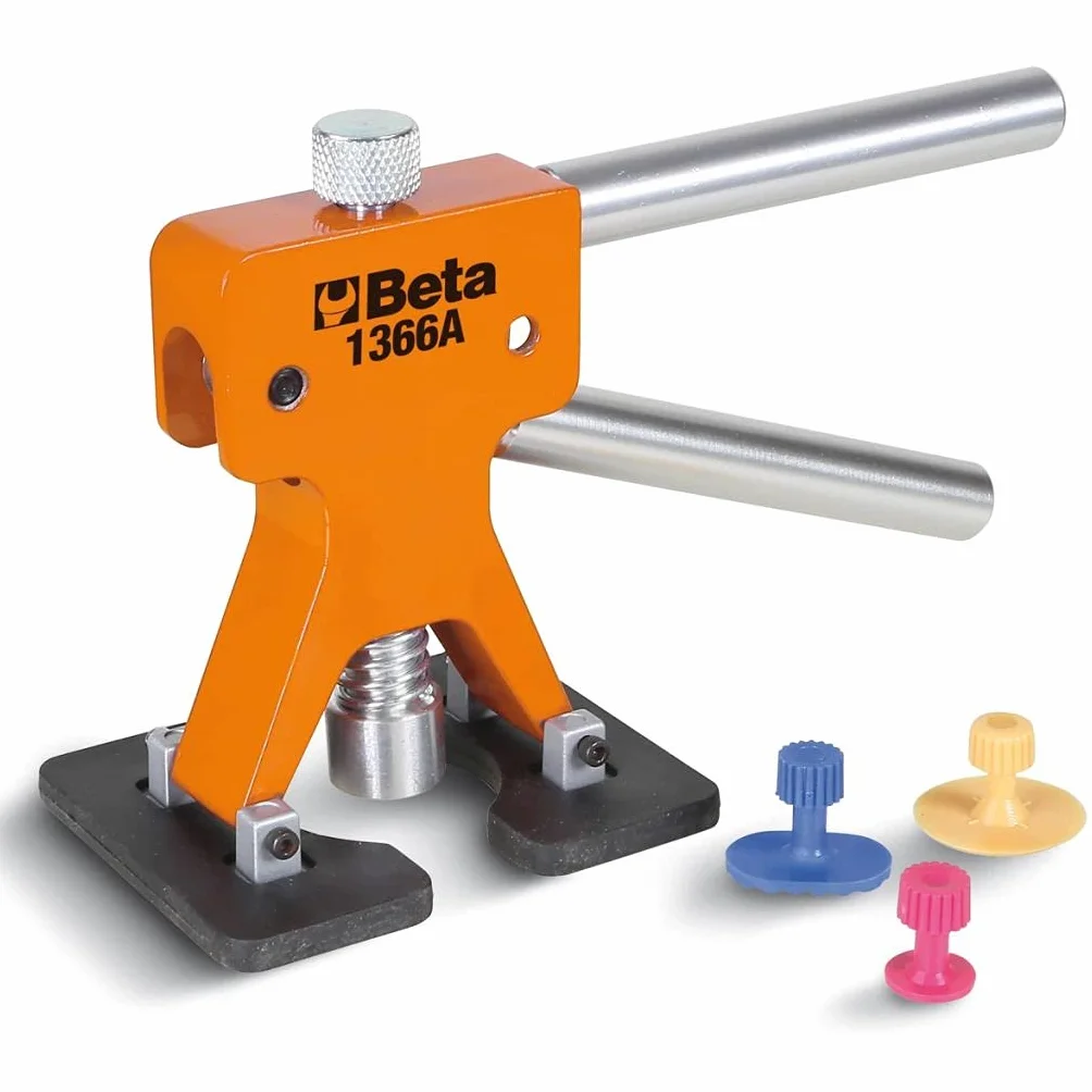BETA - Attrezzo Levabolli con Kit 19 Funghetti in Plastica per Colla a Caldo, Strumento Professionale per Rimozione Ammaccature Carrozzeria Auto Grandine e Portiere Officina Carrozzeria, 1366A