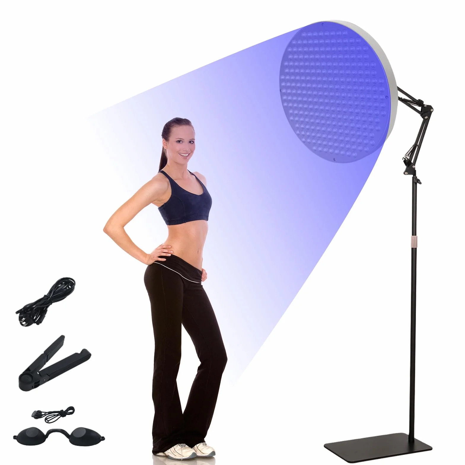 Solarium per la Casa 50W 250 LED 460nm Lampada Abbronzante con Supporto Regolabile e Occhiali