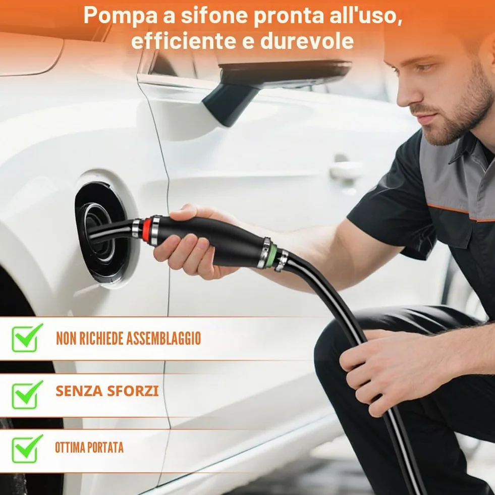 Flintronic Pompa Manuale a Sifone, Trasferimento Manuale 14mm Tubo, Portatile Pompa Travaso Gasolio, Pompa Travaso Gasolio ad Alto Flusso per Travaso Liquidi, Benzina, Olio