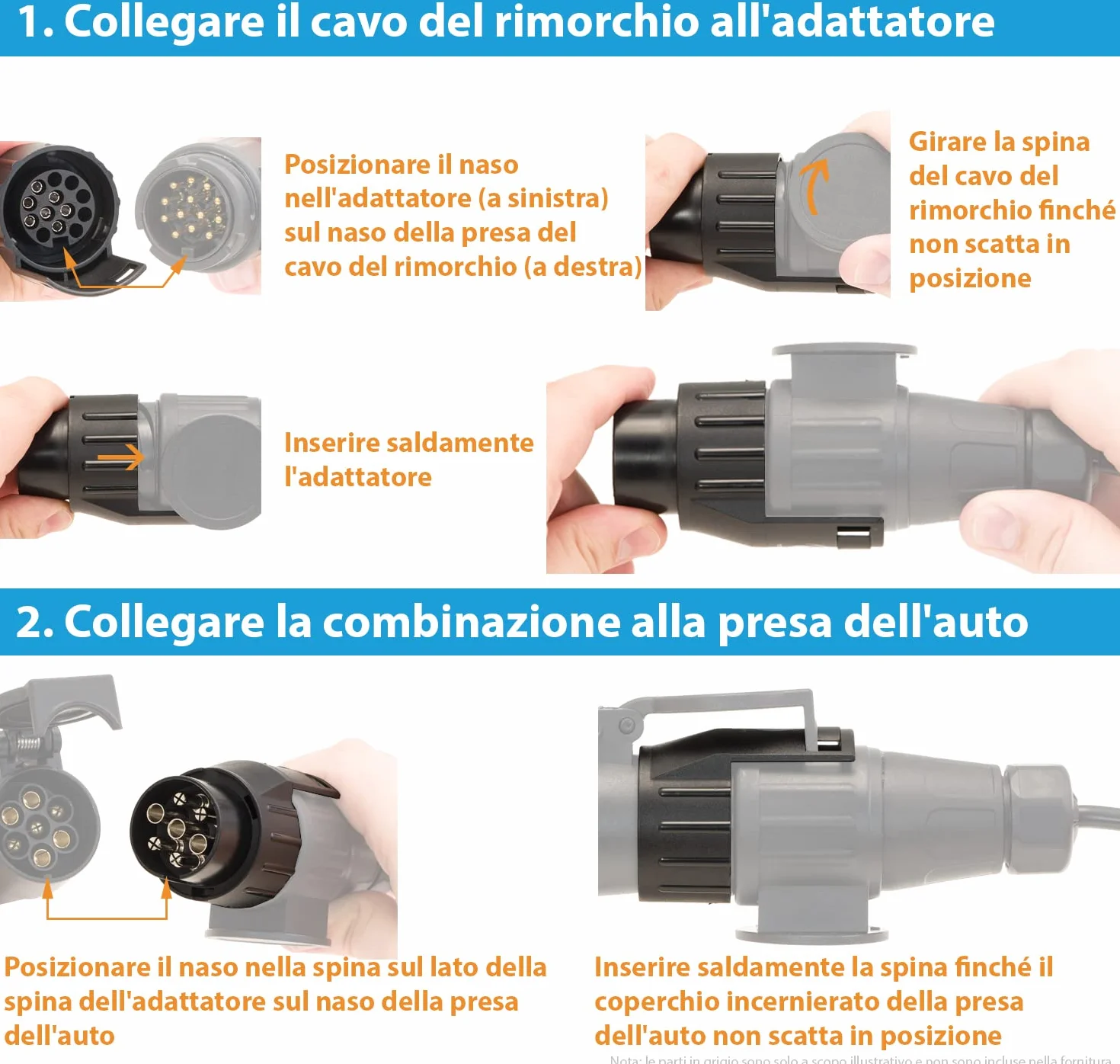 Valonic Adattatore 7 a 13 Poli per Gancio di Traino Nero
