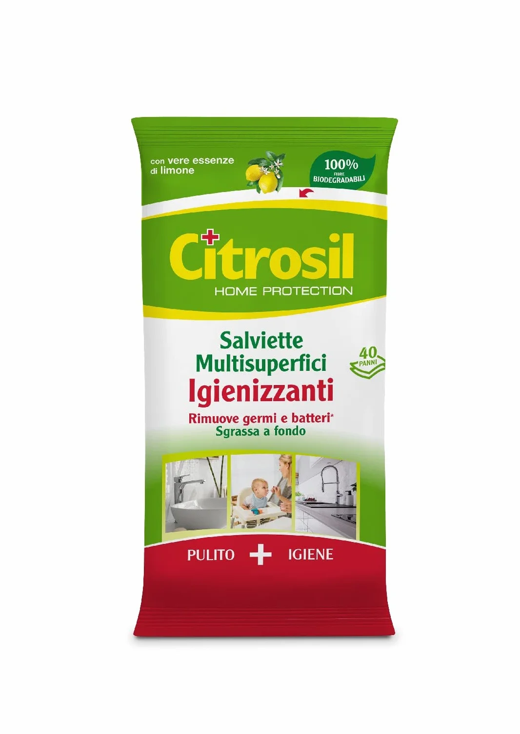 Citrosil Salviette Multisuperfici Igienizzanti 12x40 Panni con Essenze di Limone