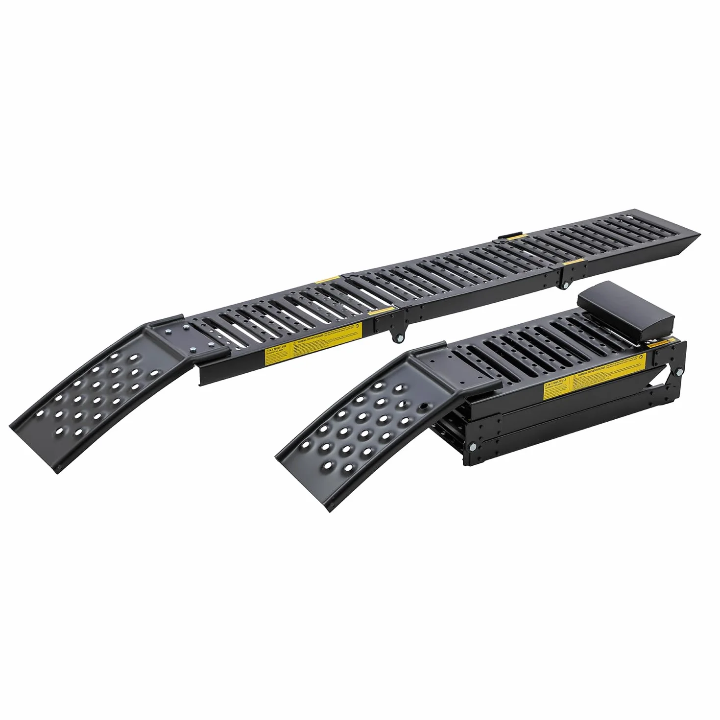KATSU Tools Rampe pieghevoli in acciaio 2 in 1, confezione da 2, resistenti e a doppio uso, 200 x 23 x 5 cm, carico massimo 500 kg, portatile, ideale per moto, trattori, furgoni, quad e molto altro