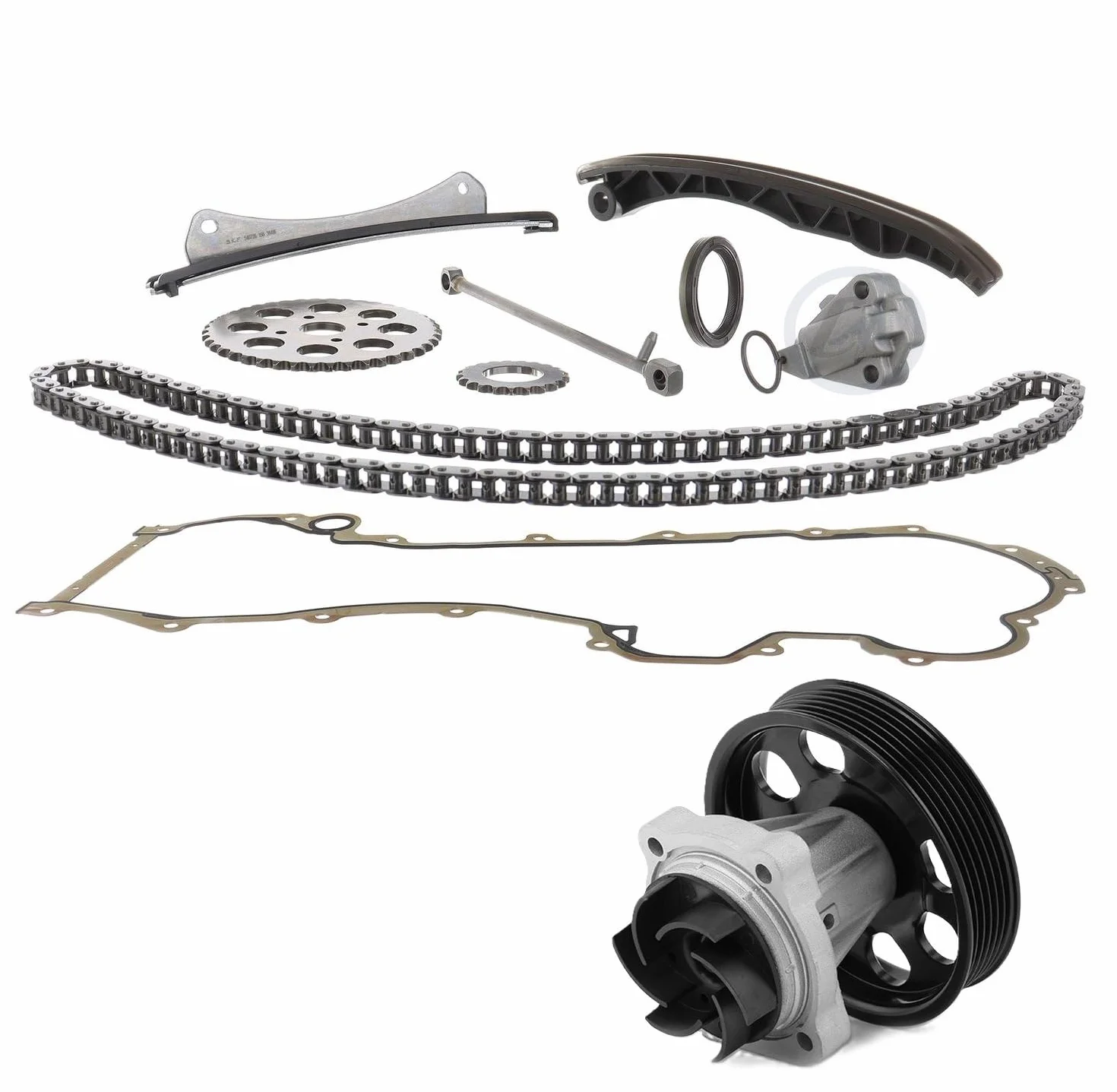 KIT DISTRIBUZIONE SKF CON CATENA MODIFICATA RINFORZATA + POMPA ACQUA PER MITO PANDA PUNTO 500L 1.3