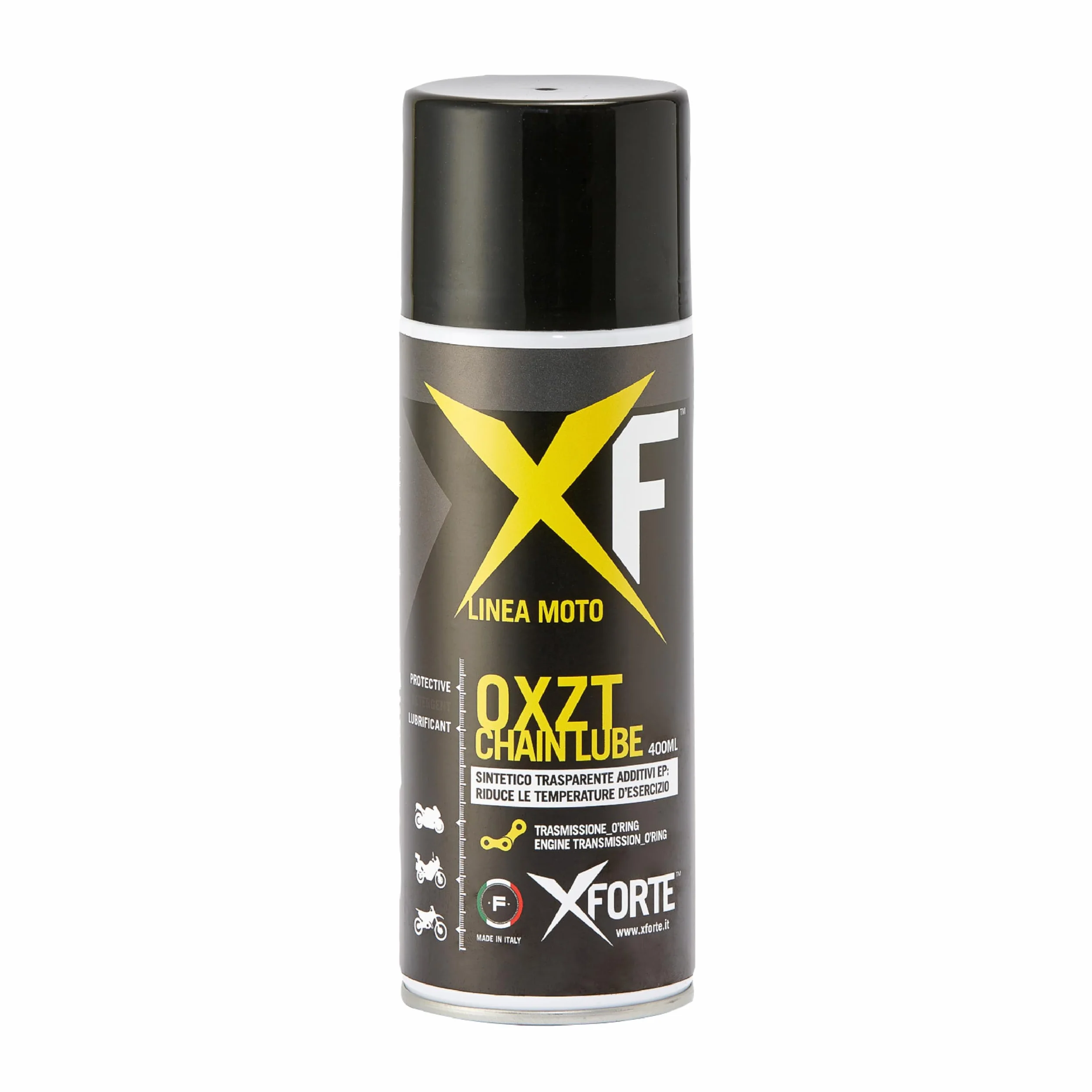 XFORTE OXZT Grasso Catena Moto O-Ring, Lubrificante Sintetico Antigoccia ad Alte Prestazioni, 400 ml - Protezione Resistente per Strada, Pista e Fuoristrada