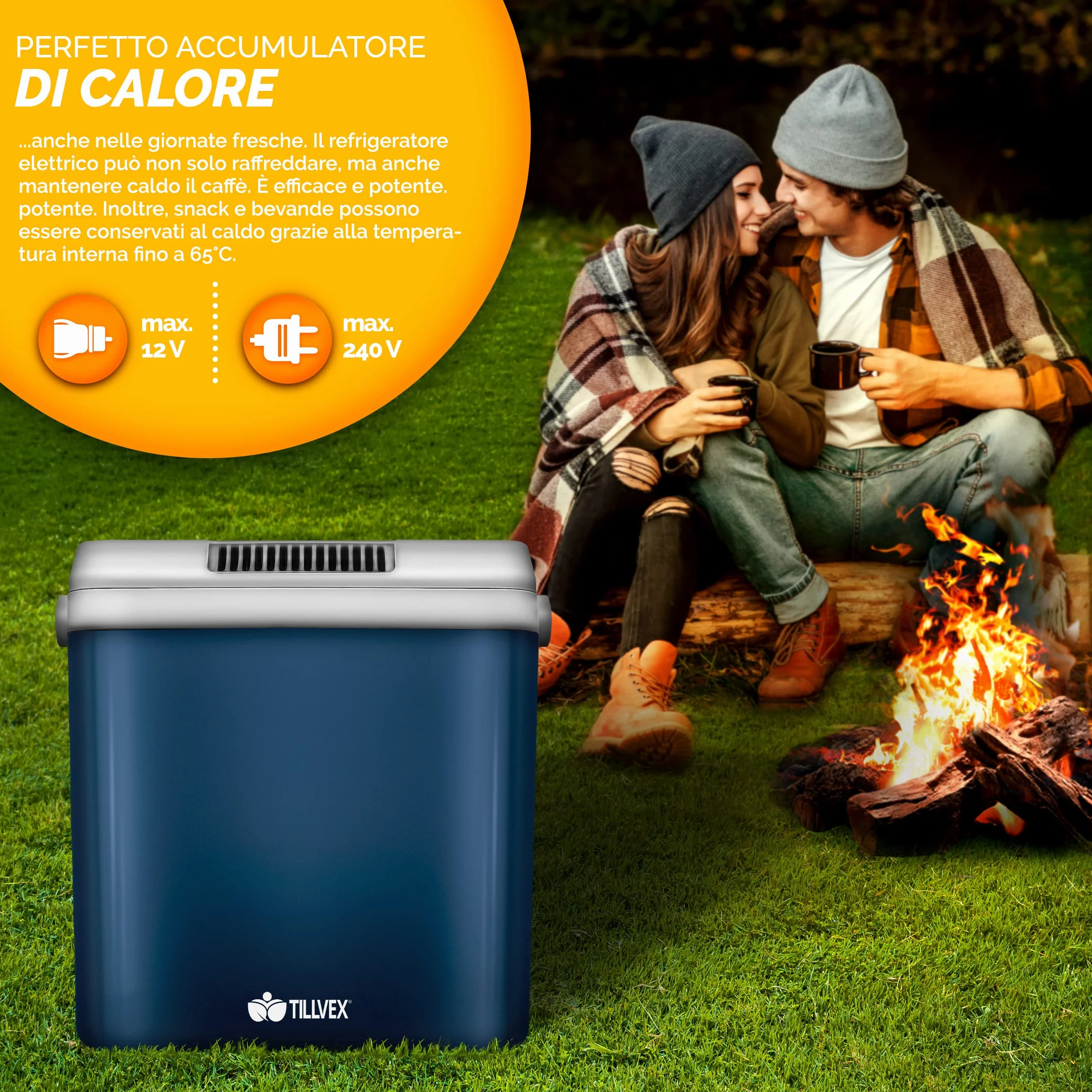 tillvex Frigorifero Elettrico Portatile 32L Mini-frigorifero 230V 12V Campeggio