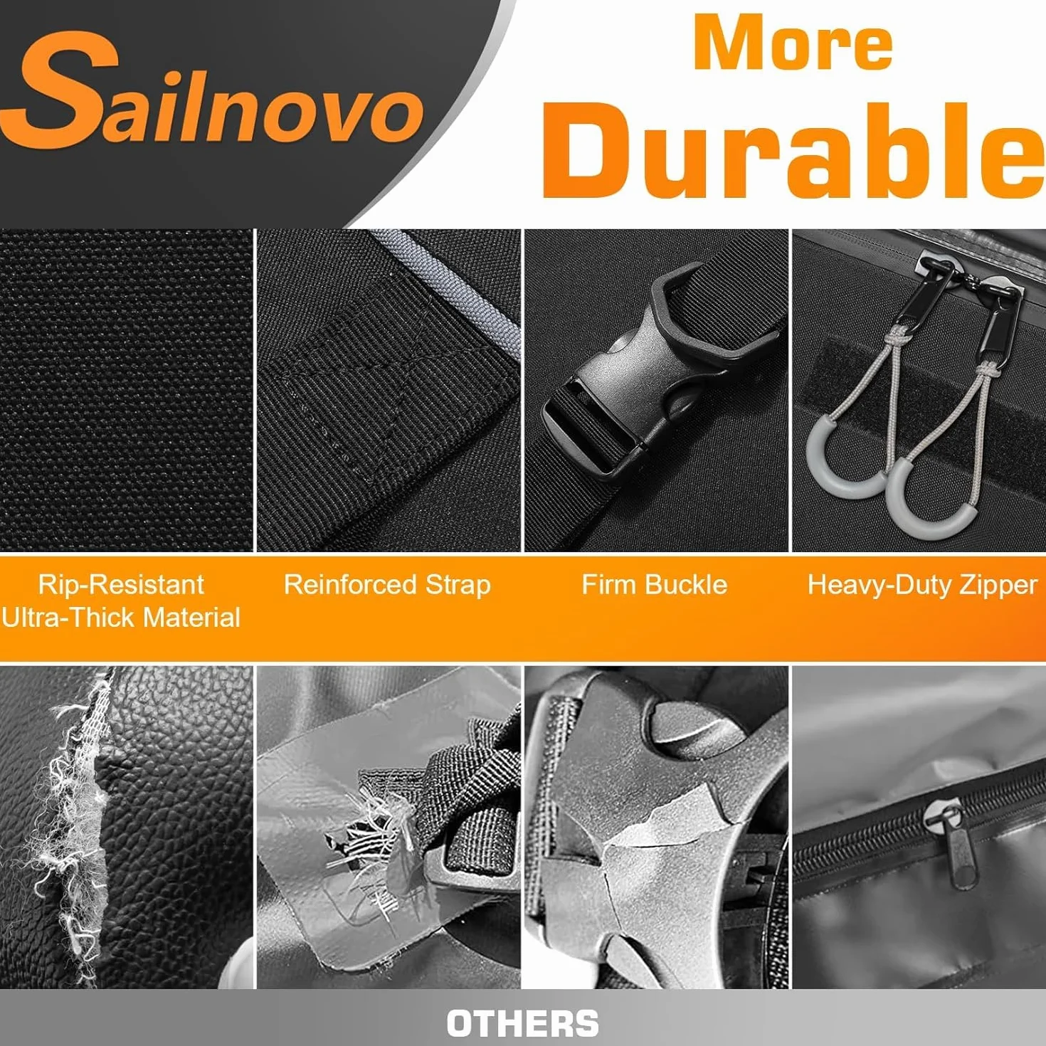 Borsa Per Tetto Auto Impermeabile 425L Sailnovo Box Pieghevole 1000D Con Cinghie Rinforzate Ganci Per Portiere