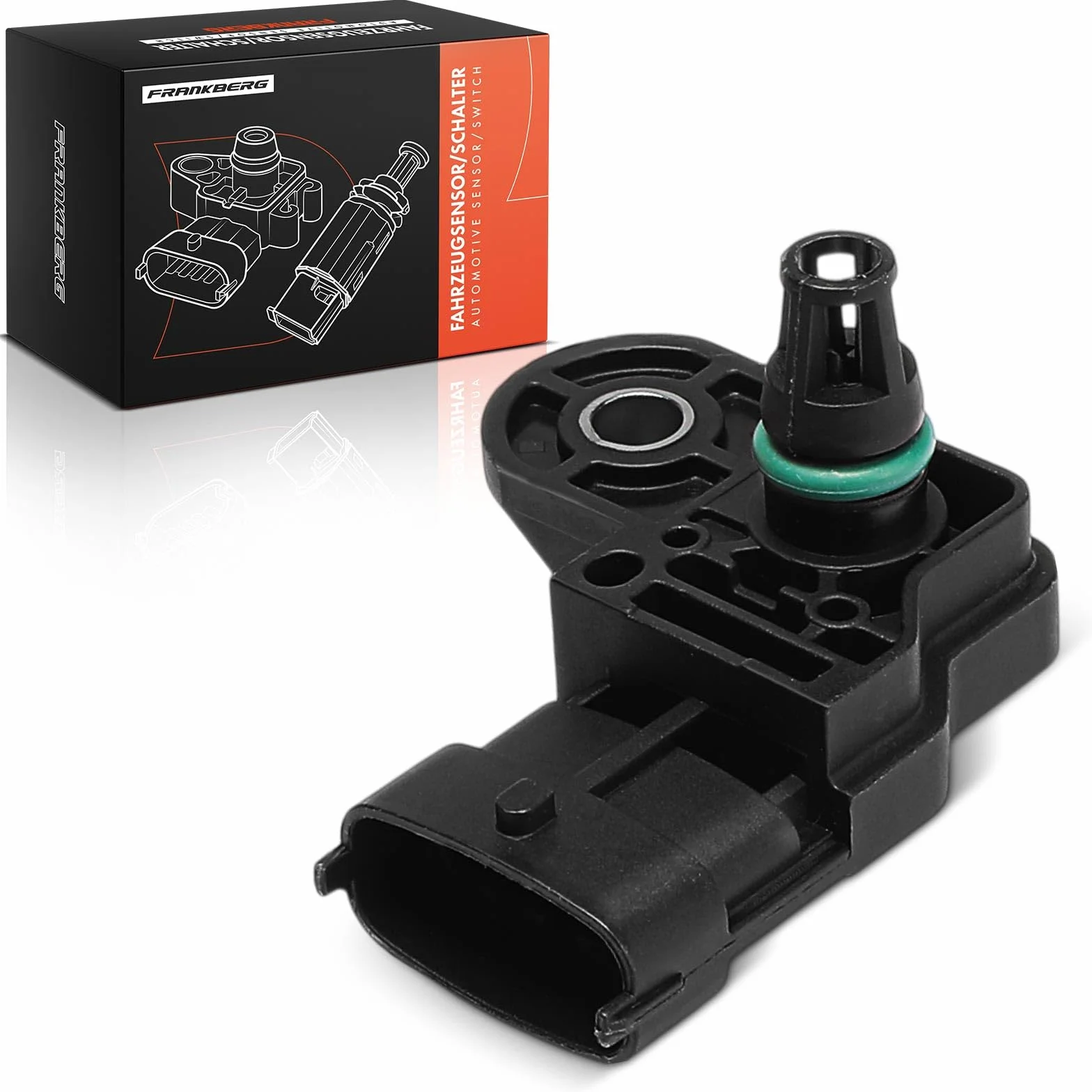 Frankberg Sensore di pressione del tubo di aspirazione 4-Poli Compatibile con C.a.p.t.u.r I H5 J5 Qashqai II SUV J11 J11 KadSìr HA HL Pulsar Compatto C13 Clio V B7 Replace# 0281006029