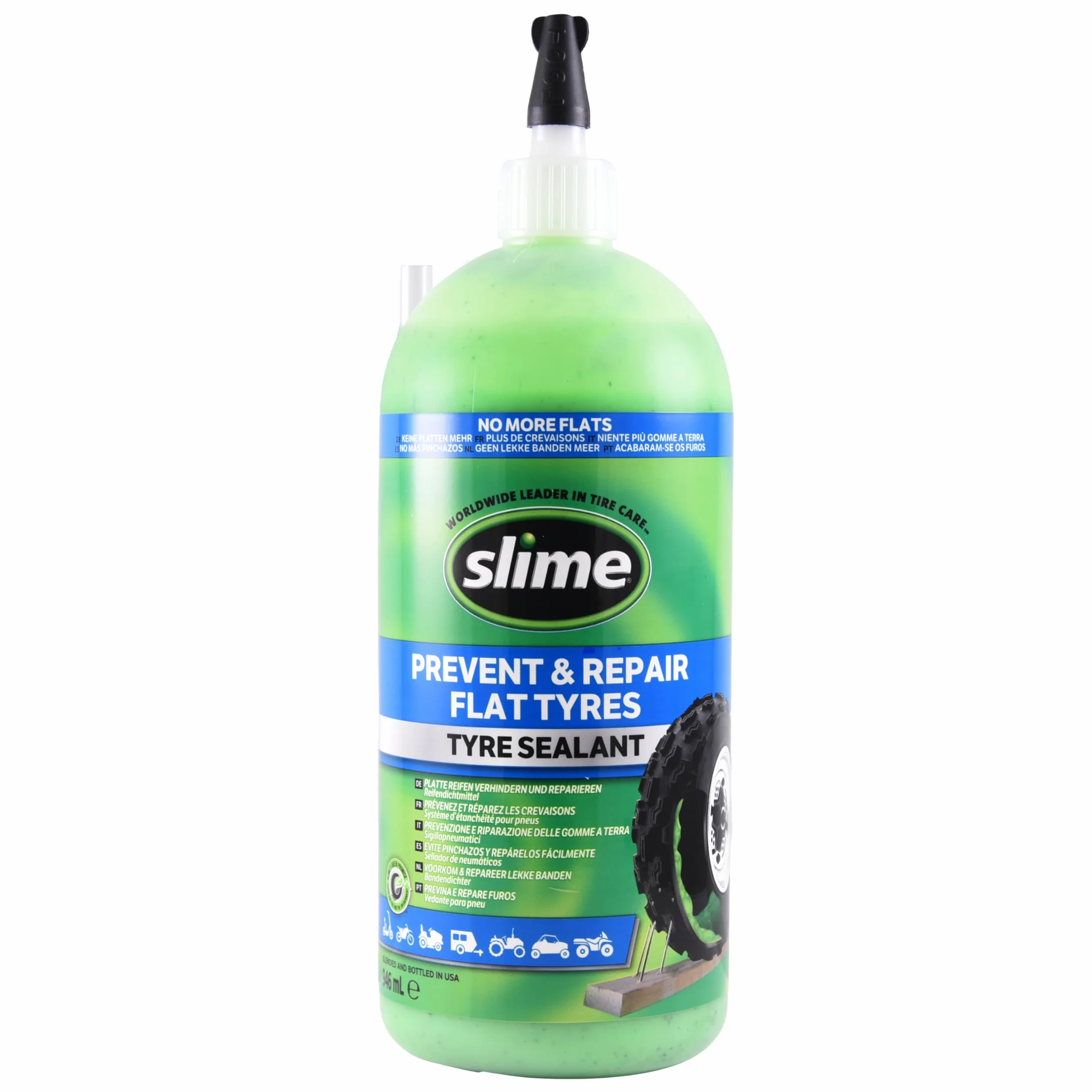 Slime 10031 Sigillante Pneumatico Antiforatura, Prevenire e Riparare, per Veicoli Non Stradali, Rimorchi, Fuoristrada, Quad, Carriole, Non Tossico, Ecologico, Flacone da 946 ml