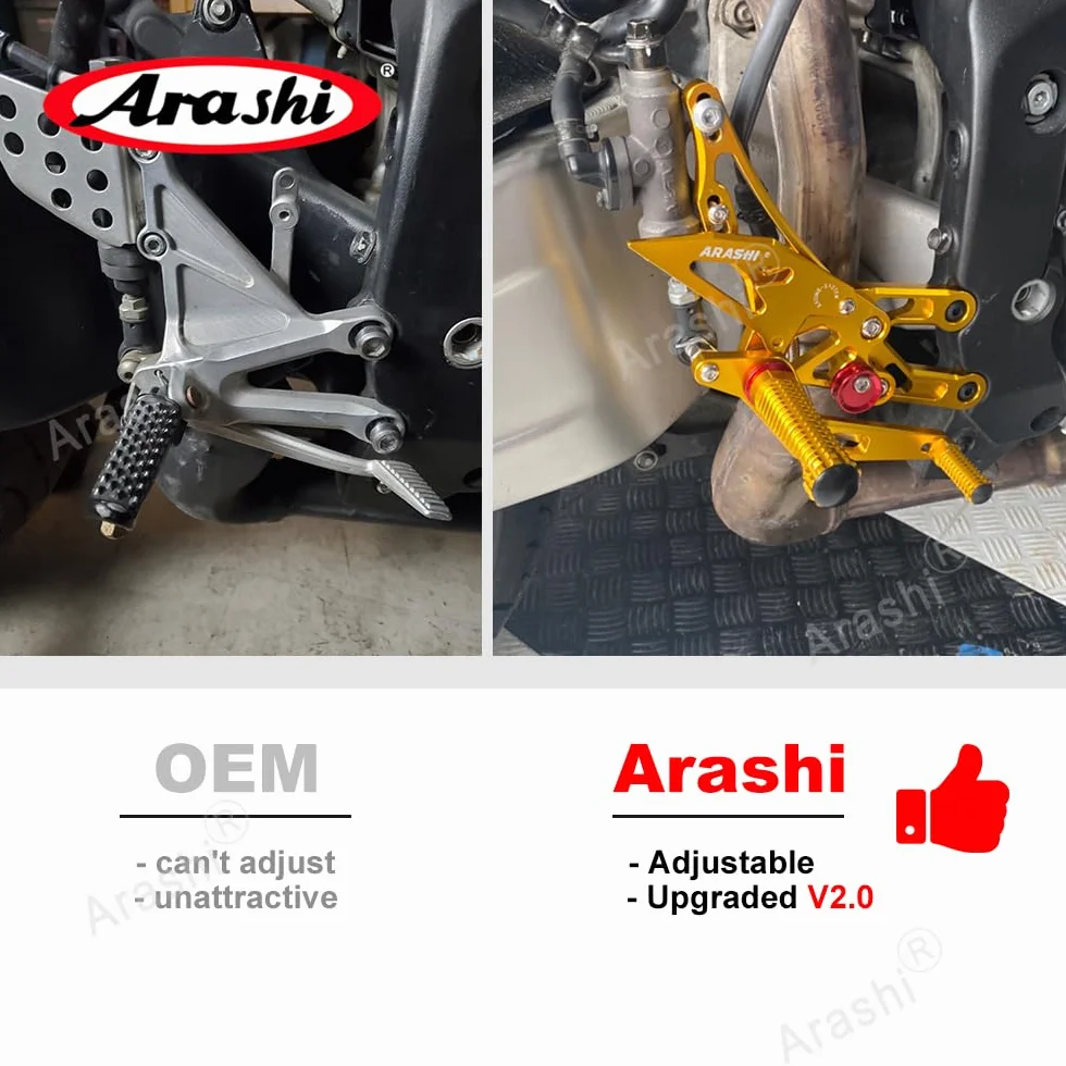 (Versione 2.0) Pedane regolabili per CBR1000RR 2004-2007/CBR600RR 2006 2003-2005 Poggiapiedi Pedane Poggiapiedi Accessori CBR 1000 RR CBR 600 RR CBR 1000RR 600RR Nero (Grigio)