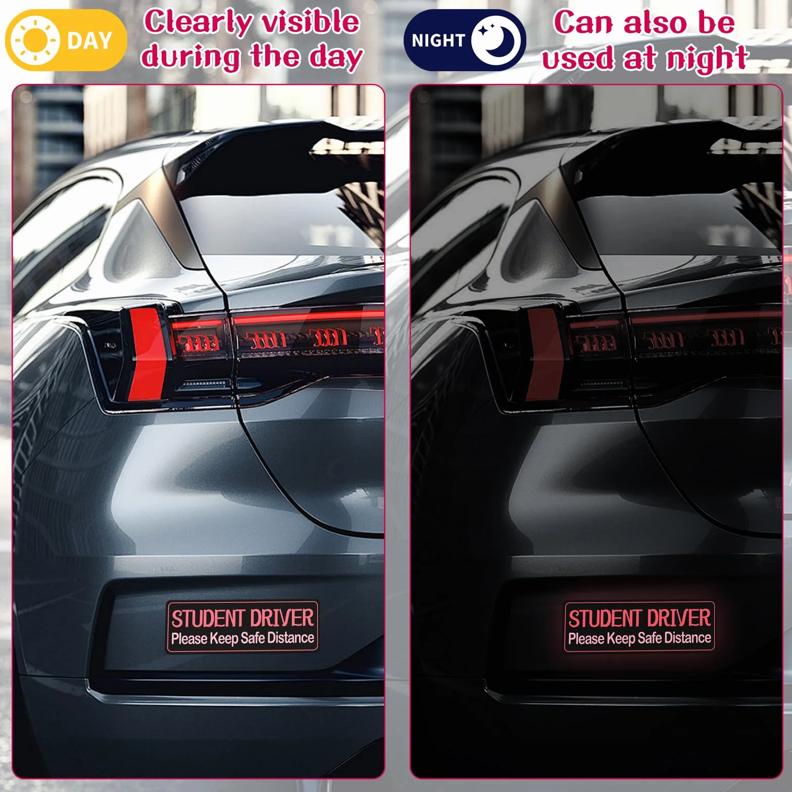 Adesivi Magnetici Auto Principianti "Mantieni la Distanza" Segnale Sicurezza Rimovibili