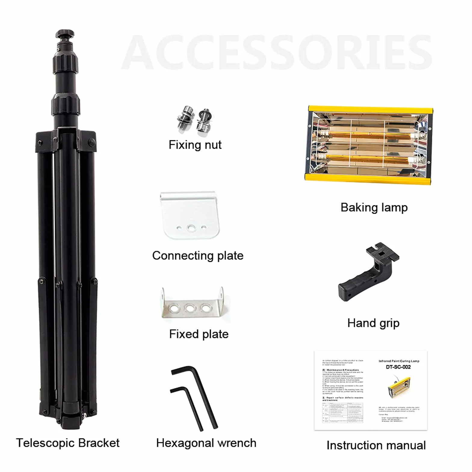 DATOUBOSS Lampada Infrarossi Carrozzeria 2000W Lampada per Asciugatura Vernice Lampada di Polimerizzazione Vernici per Asciugatura Vernice Luci per la Riparazione della Carrozzeria Strumenti