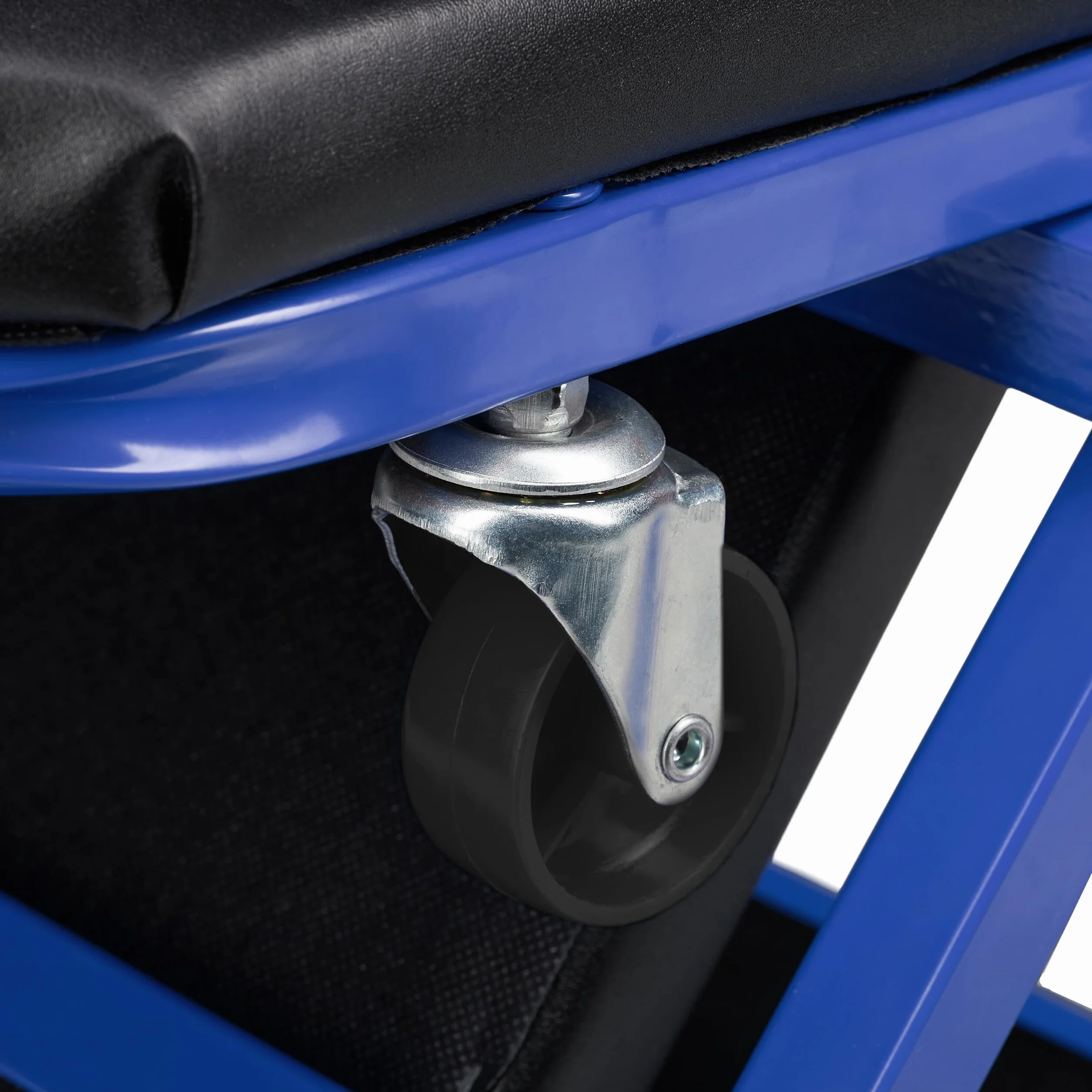 Relaxdays Sgabello Officina Pieghevole con Ruote 360° 150 kg Acciaio Nero Blu