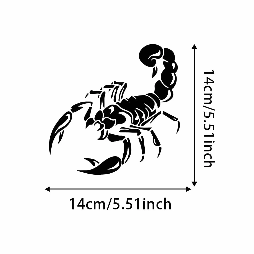 Set di 2 adesivi in vinile scorpione, 14 x 14 cm, per moto, auto, casco, logo tribale alla moda, impermeabile, #AZ13 (nero)