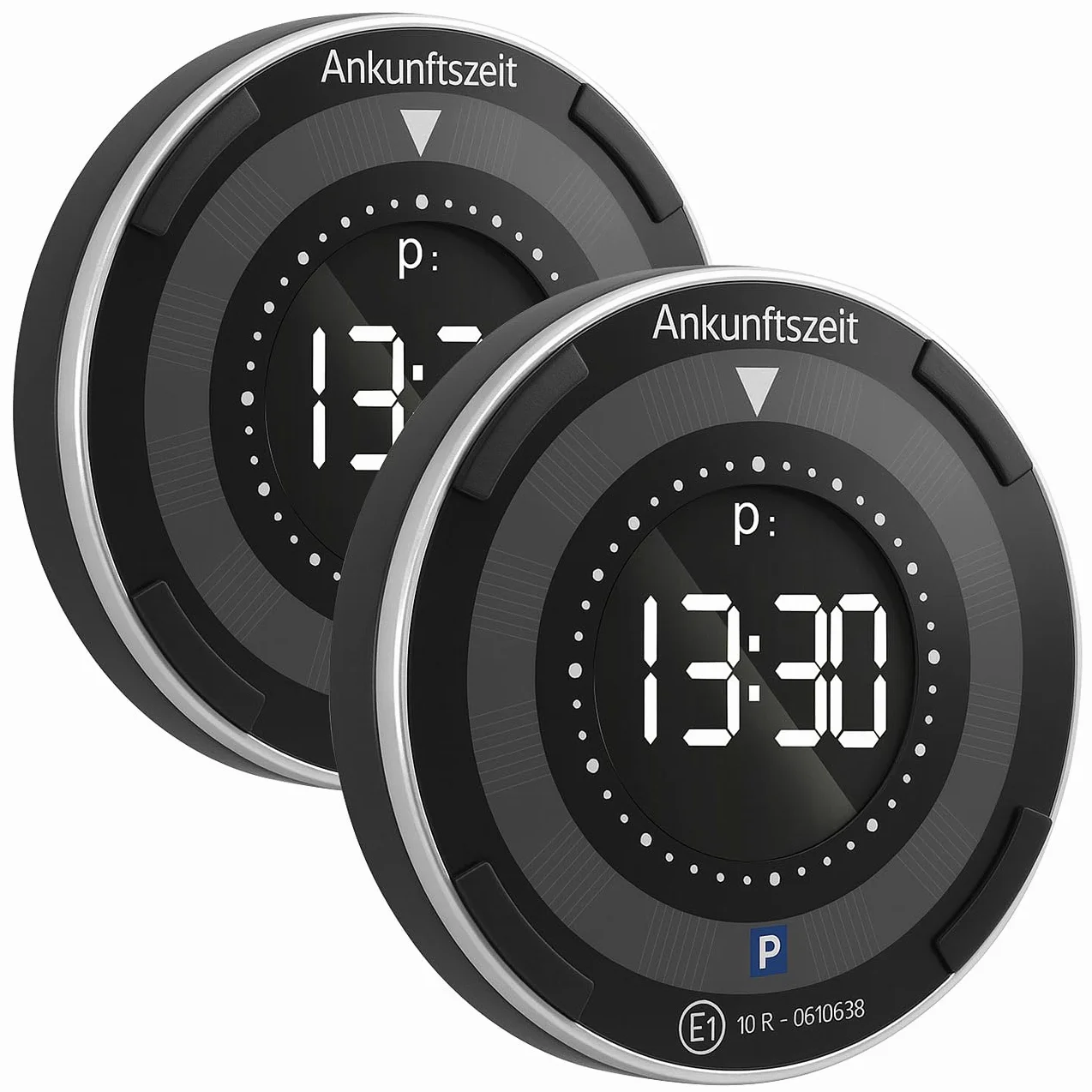 Lescars Disco Orario Compatto Set da 2 Pezzi e-Park Discs Omologazione ECE Sensore di Vibrazione