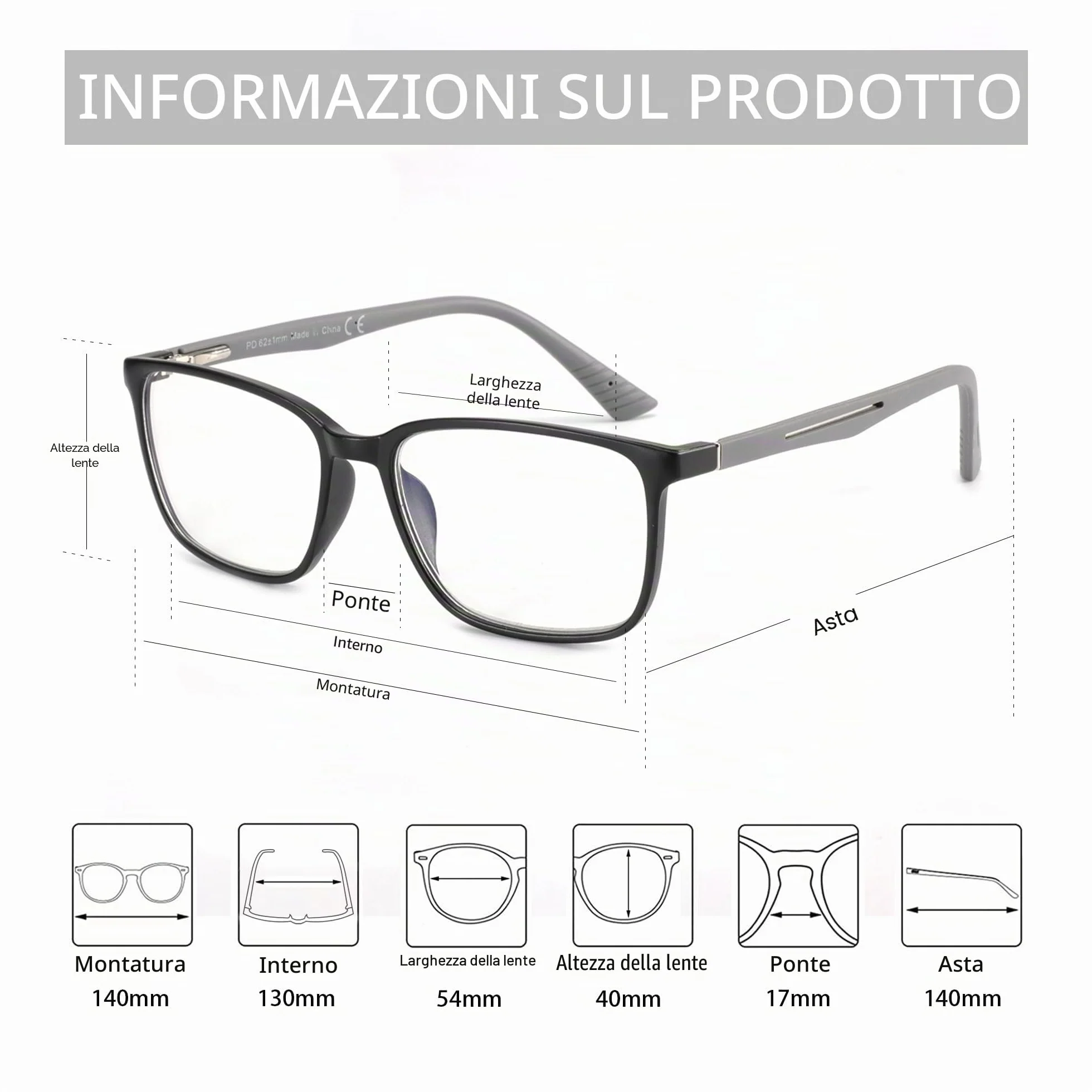ZENOTTIC Occhiali con Filtro Luce Blu, Montatura Quadrata Antiriflesso per Uomo