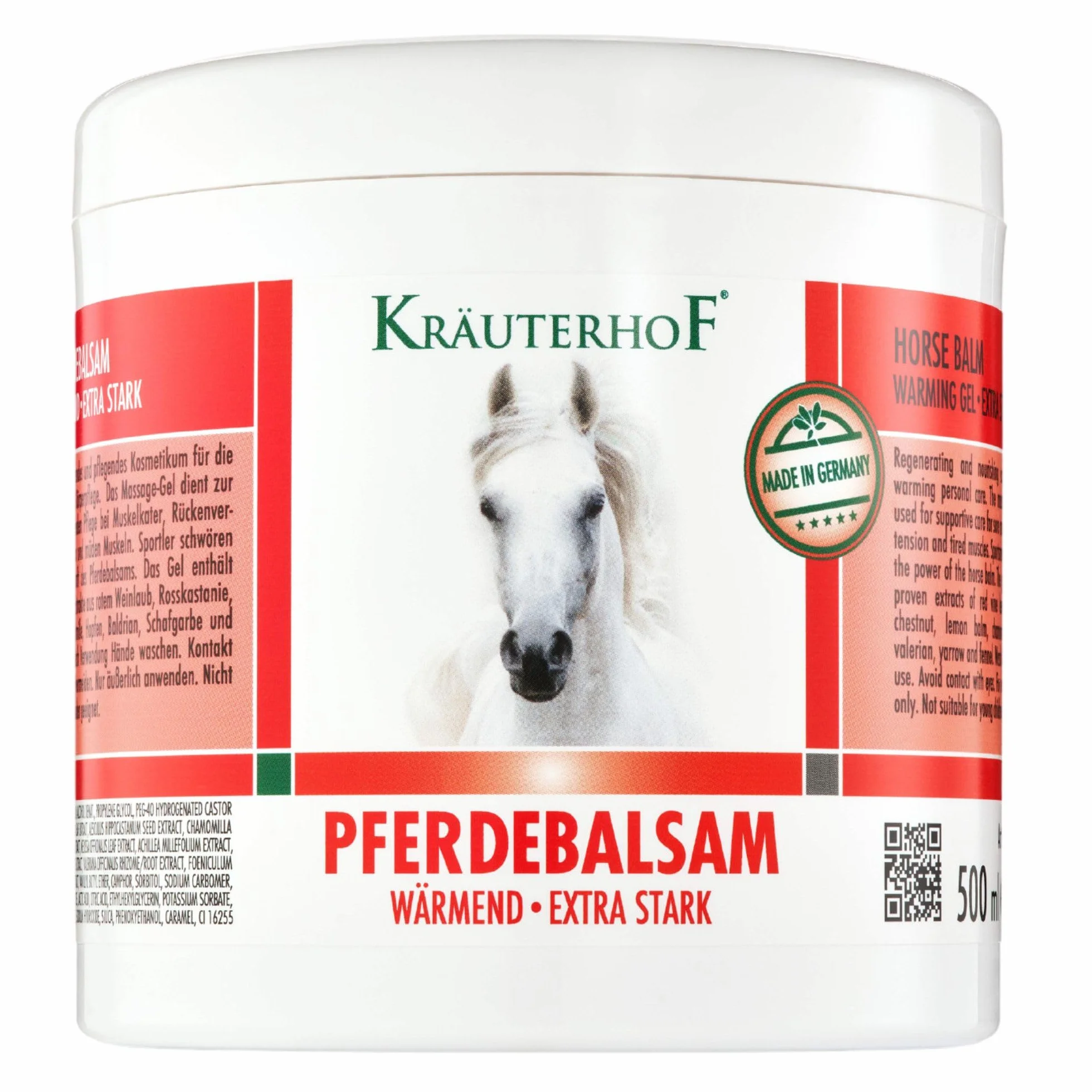 Kräuterhof Balsamo per cavalli riscaldante extra forte 500 ml gel massaggiante