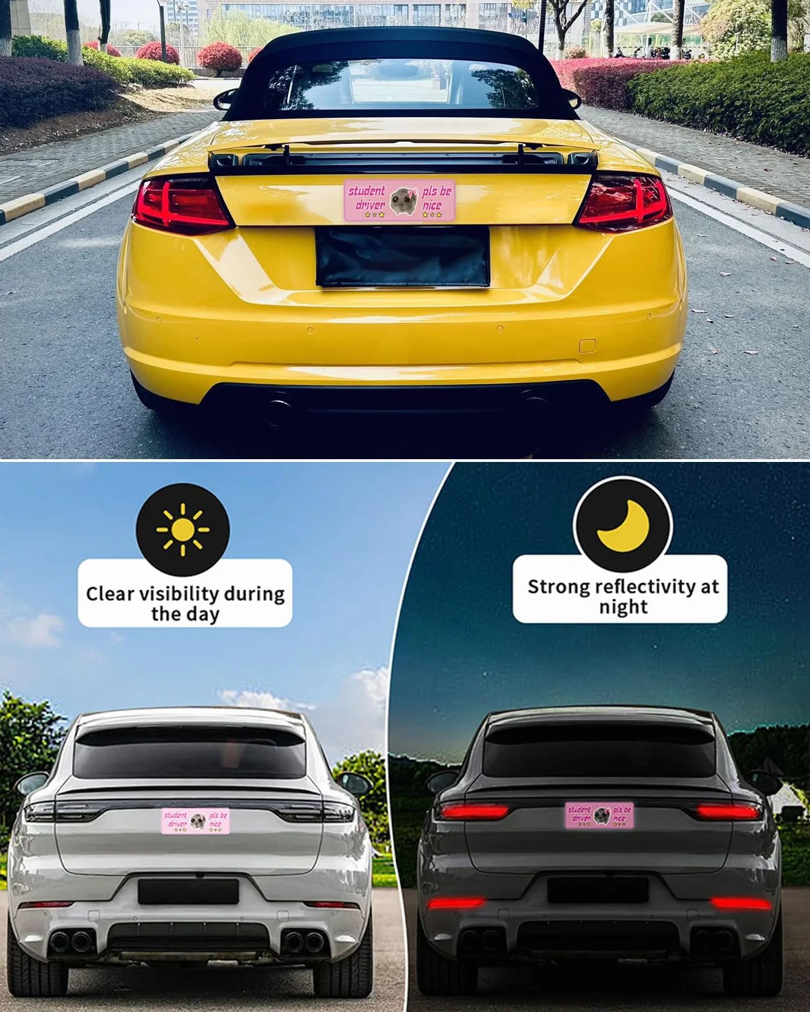 Magneti per Auto Neopatentati a Forma di Gatto Riflettenti 3 Pezzi