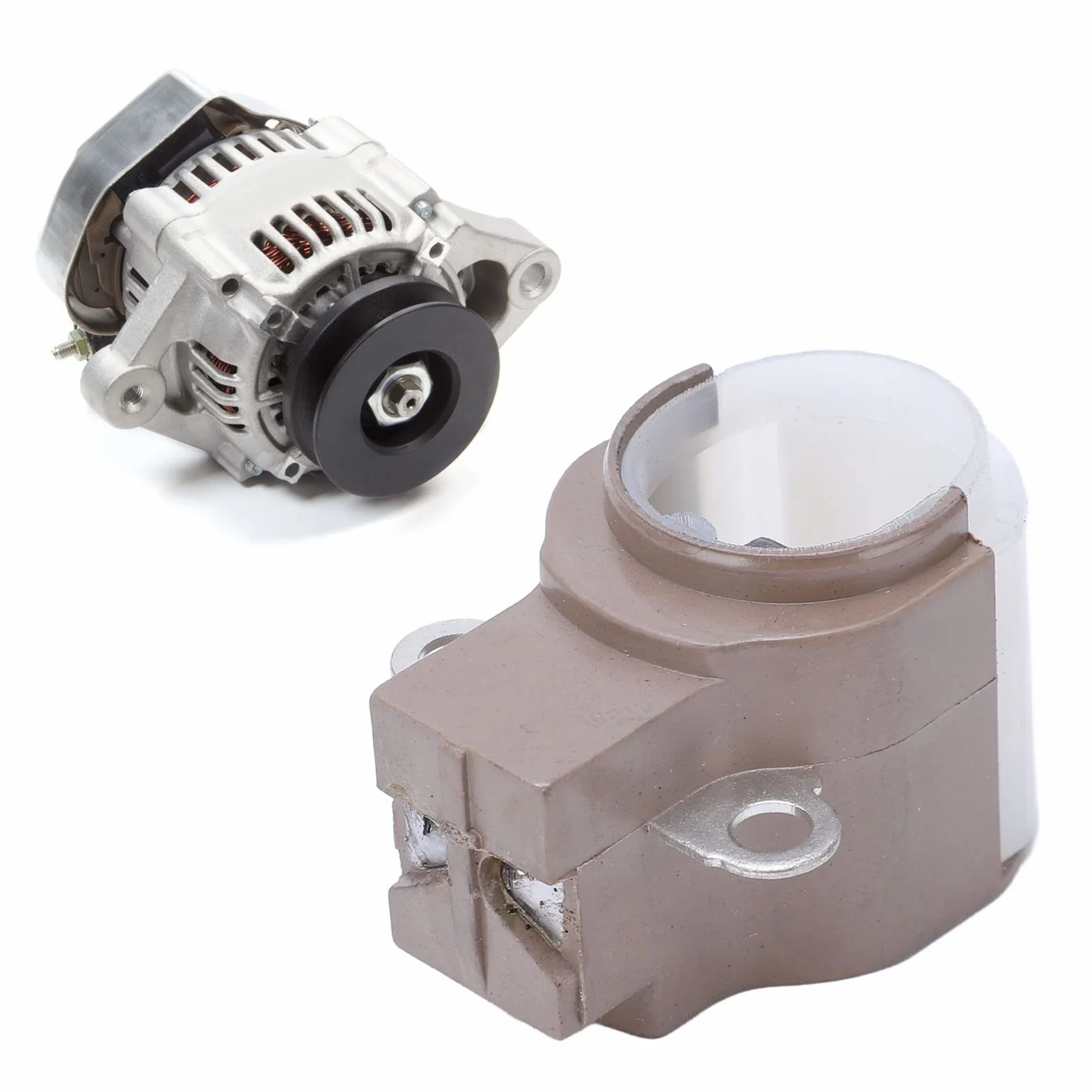 Akozon Kit Spazzole Alternatore, Kit di Riparazione della Spazzola del Supporto della Spazzola Dell'alternatore Lega di Alluminio per 021620‑2530 021620‑2720