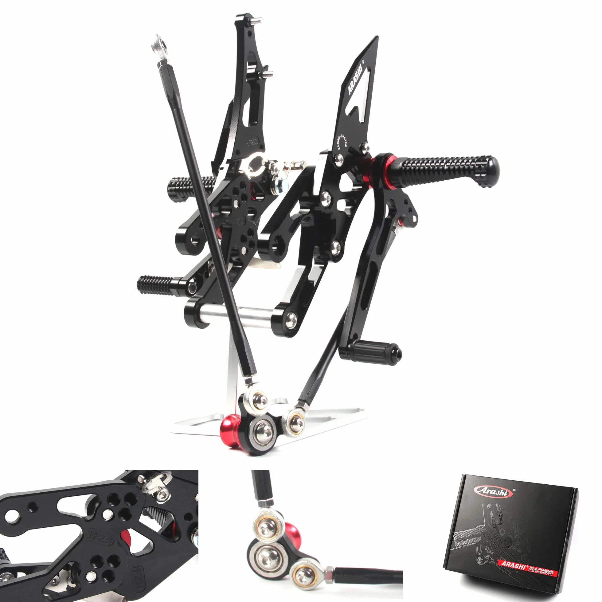 Arashi (Version2.0) Regolabile Pedane Arretrate Pedane Poggiapiedi per CBR1000RR 2004-2007, CBR600RR 2003-2006, Nero Accessori Pedalino Posteriori Pedaline