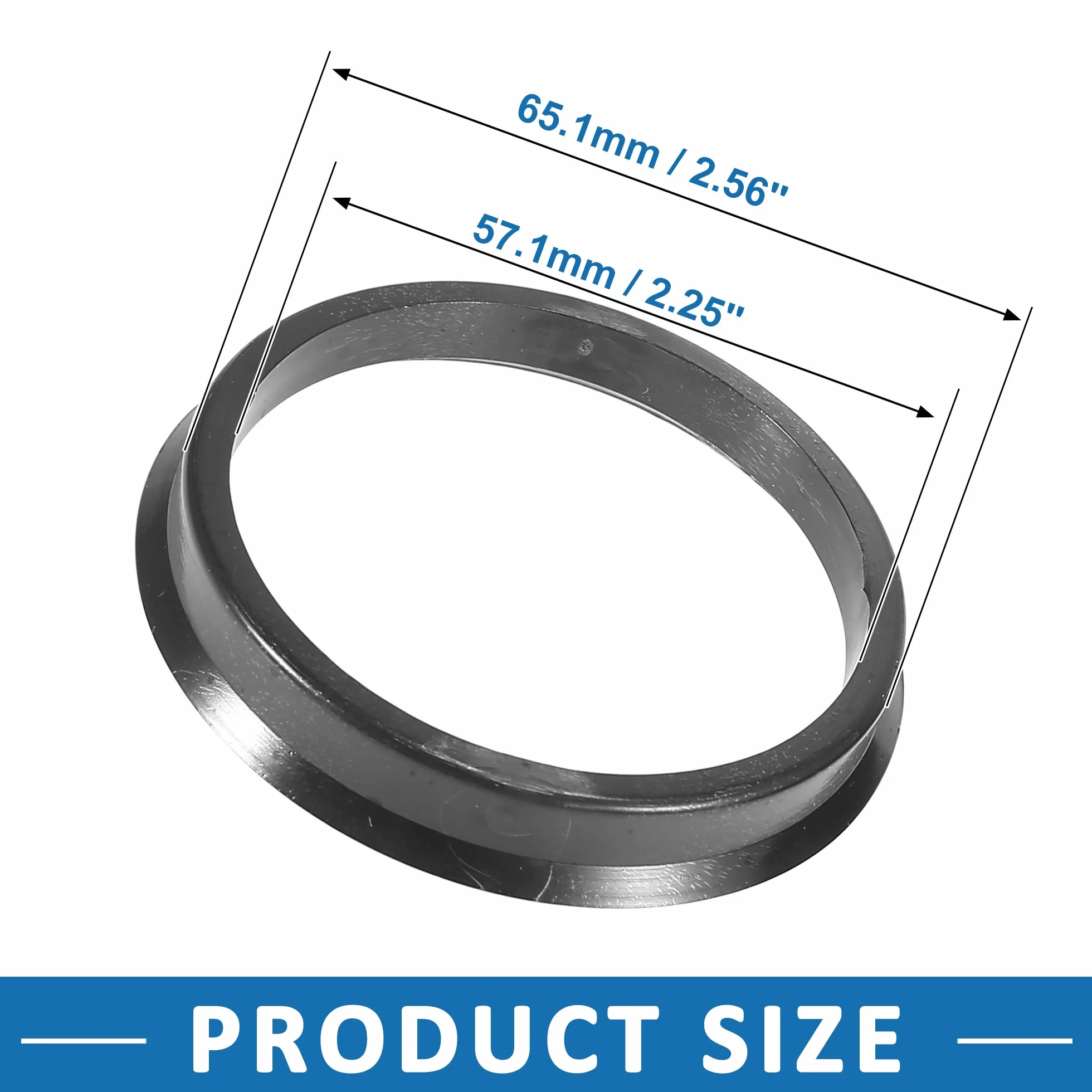 ABSOPRO Mozzo Centrale anellos 57,1 mm a 65,1 mm Plastica Nero Set di 4