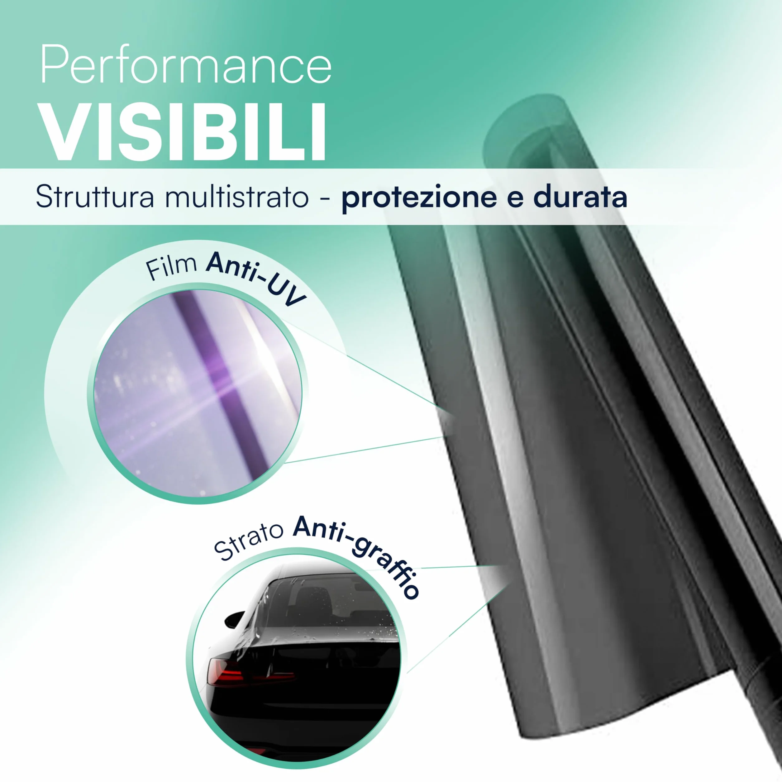 TEMPO DI SALDI Pellicola Oscurante Vetri Auto 50x300 cm Effetto Fumé e Protezione UV, Pellicola per Vetri Auto Nera Universale, Ideale anche per Porte e Finestre di Casa o Ufficio