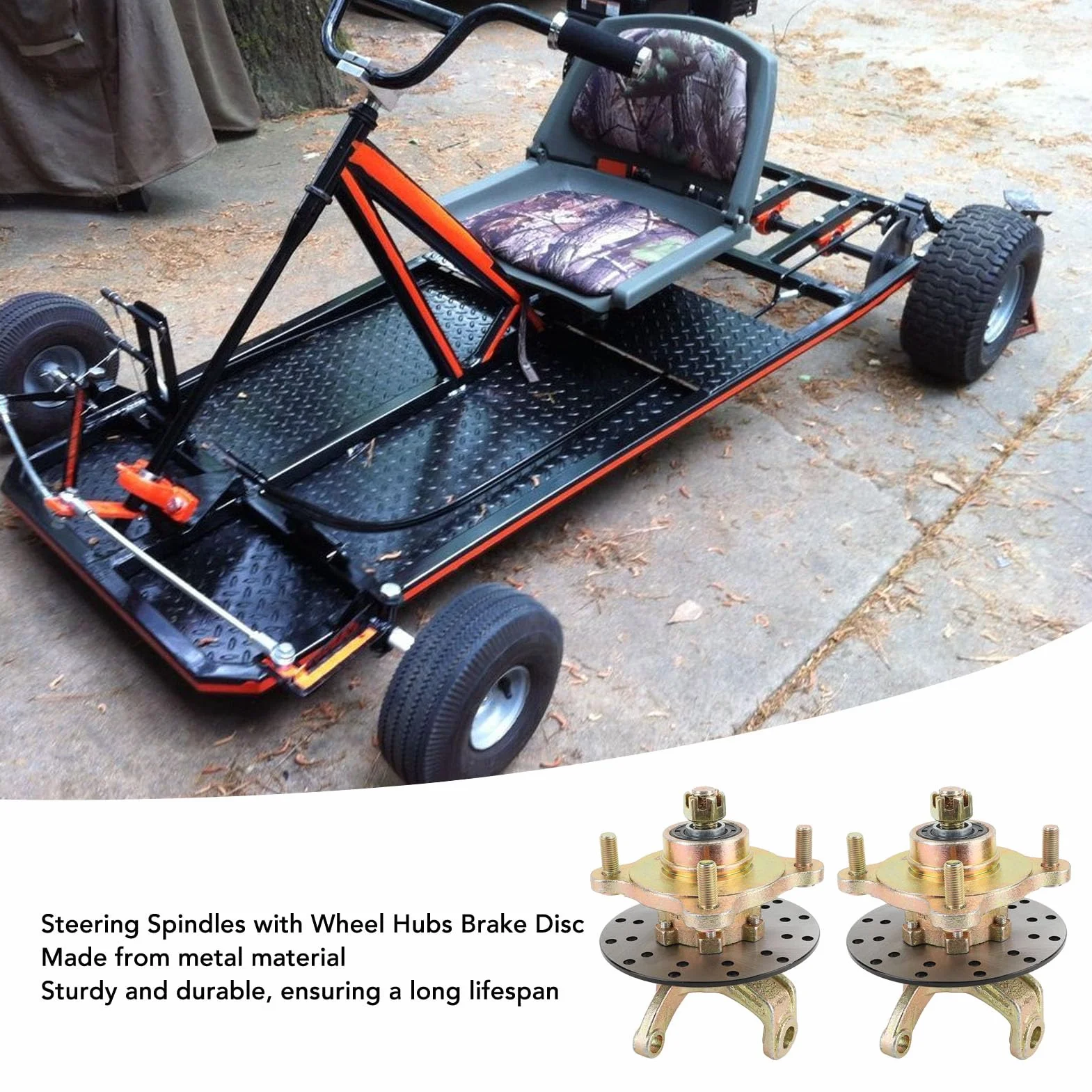 Mandrini Dell'articolazione dello Sterzo, Flangia del Mozzo Dell'asse della Ruota Mandrini dello Sterzo Mozzi delle Ruote Disco Freno per Carrello da Go Kart Quad ATV UTV