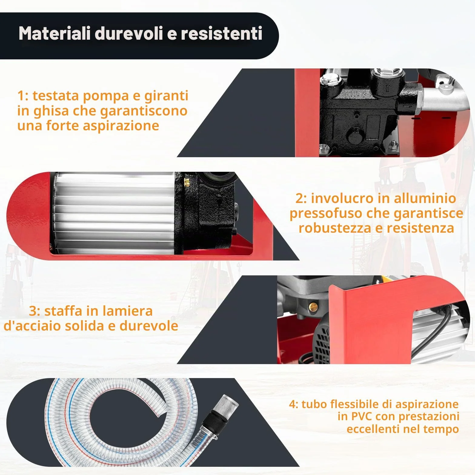 Pompa diesel 220 V, 550 W, pompa autoadescante con contatore e pistole, IPX4 60 l/min, pompa olio professionale per officine automobilistiche, autorecycling