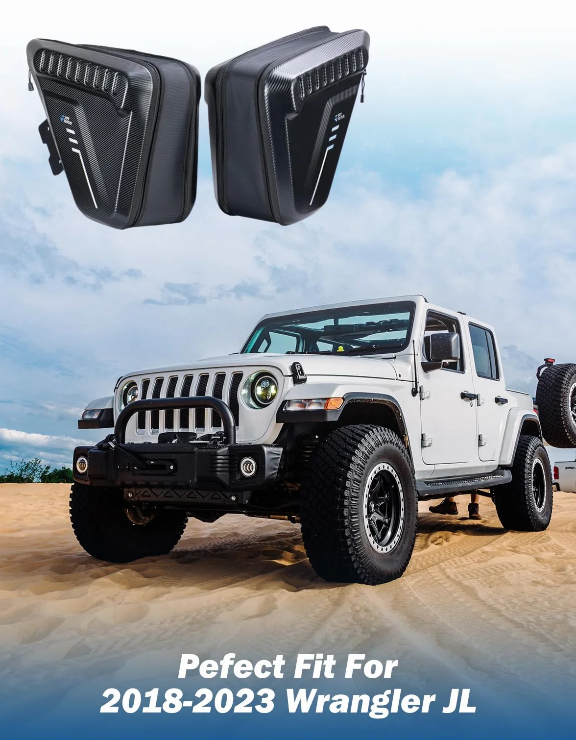 Borsa Organizer per Roll Bar Compatibile con 2018-2023 Wrangler JLU 4 Porte, Borsa da Sella per Gabbia di Sicurezza