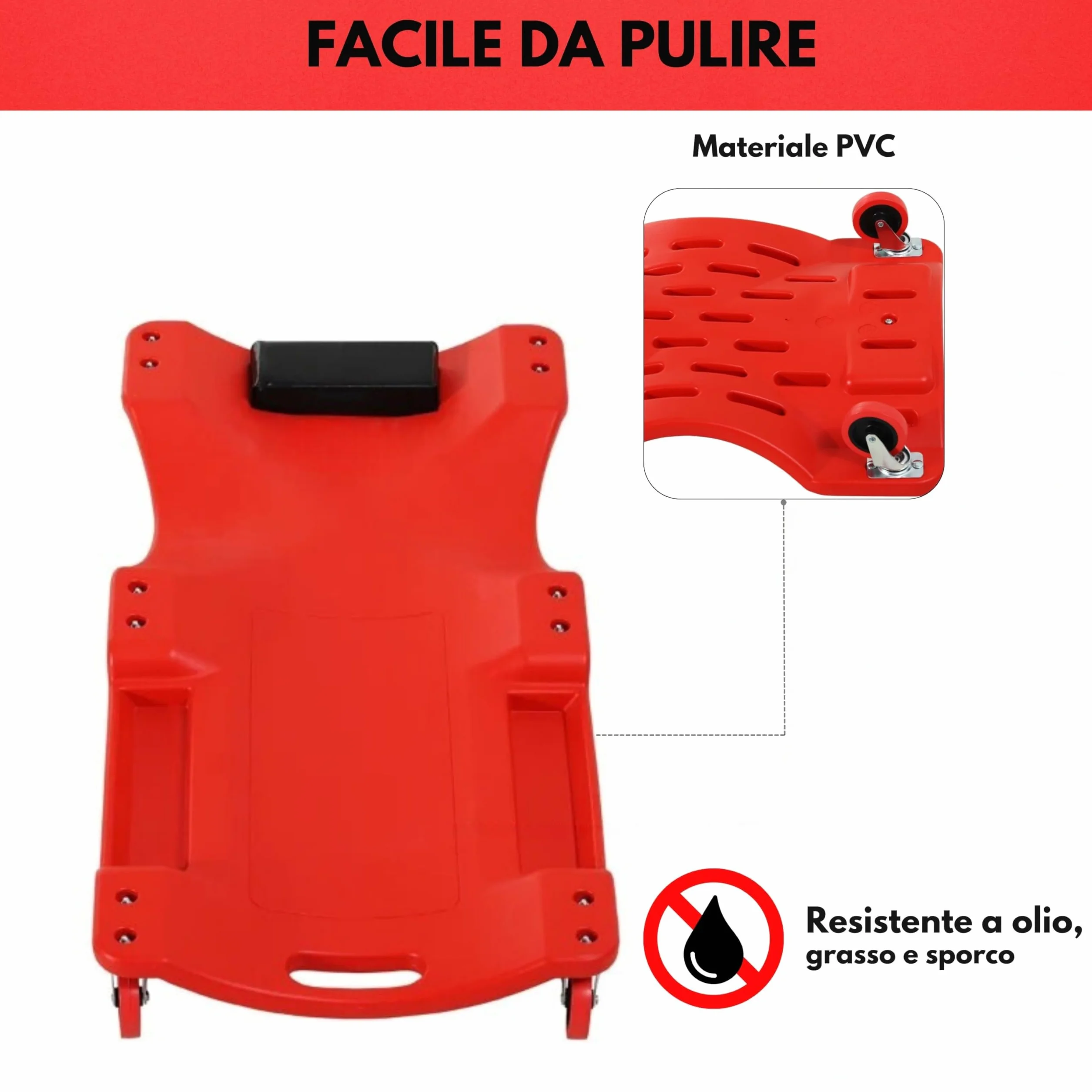 Yasta Carrello Sotto Auto da Meccanico 100cm Lettino Sottomacchina con Ruote e Poggia Testa per Officina