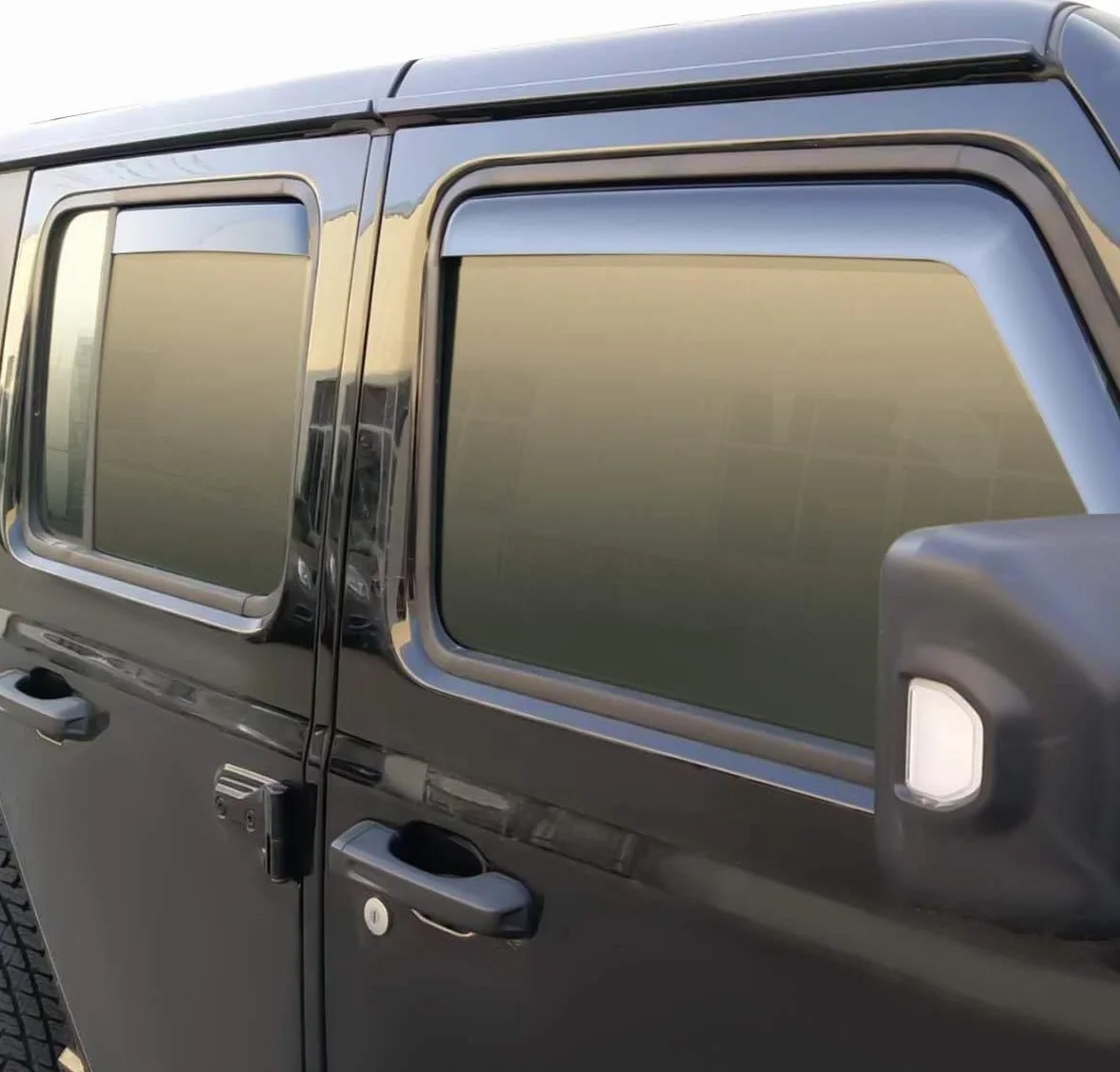 4 Pezzi Deflettori d'Aria Antiturbo per Jeep Wrangler JK 2007-2017 4door Deflettori Antivento Visiere Parasole Parapioggia Paravento.