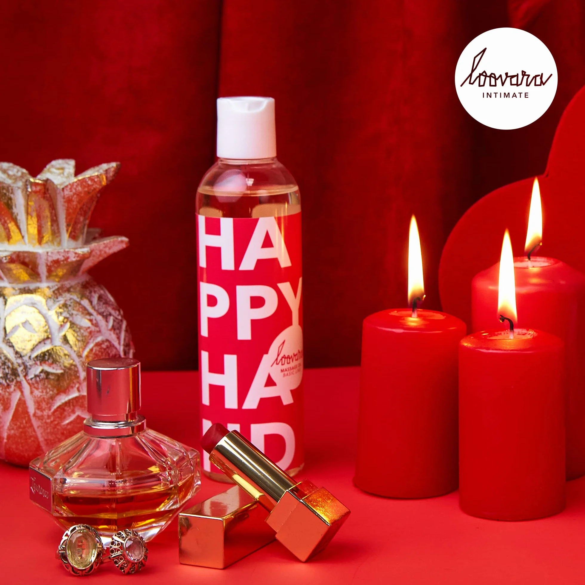 Loovara Olio da Massaggio Olio dell'Amore 250 ml - HAPPY HAND - Vegano, testato dermatologicamente, ideale per massaggi di coppia
