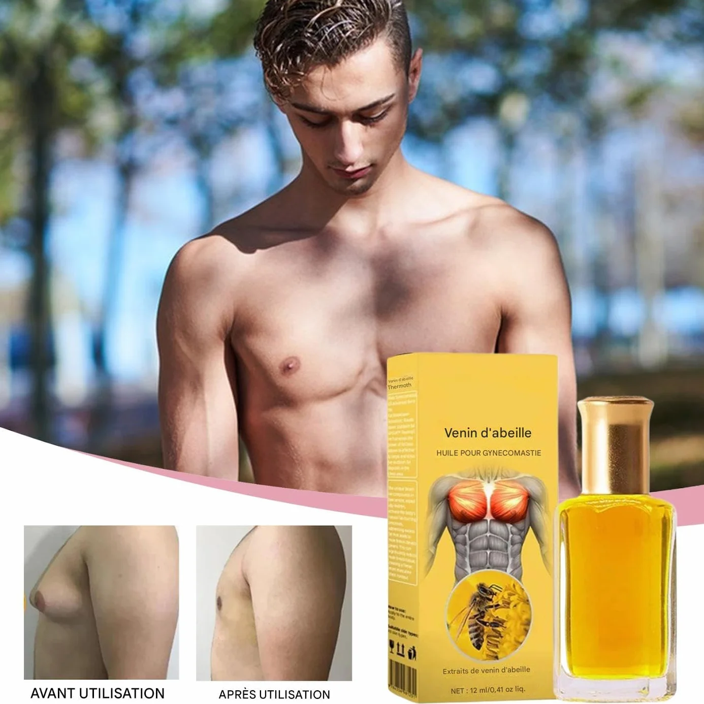 Olio D'ape Bee Venom 12ml Assorbimento Rapido Formula Naturale Rassodamento Petto Sviluppo Maschile