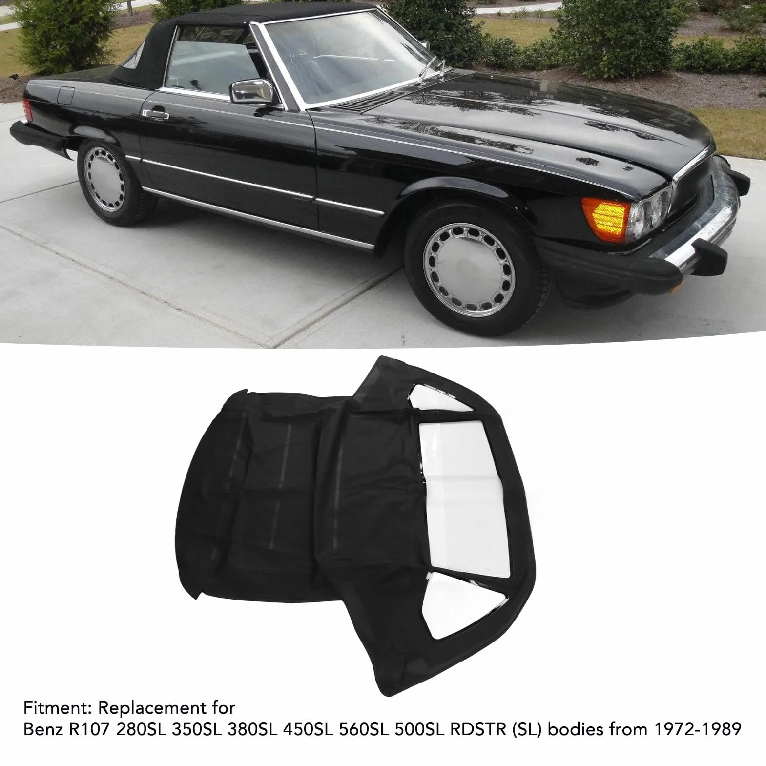 Capote per Auto, Capote Convertibile con Finestrino MBZ1076845 Sostituzione per R107 280SL 350SL 380SL 450SL 560SL 500SL RDSTR