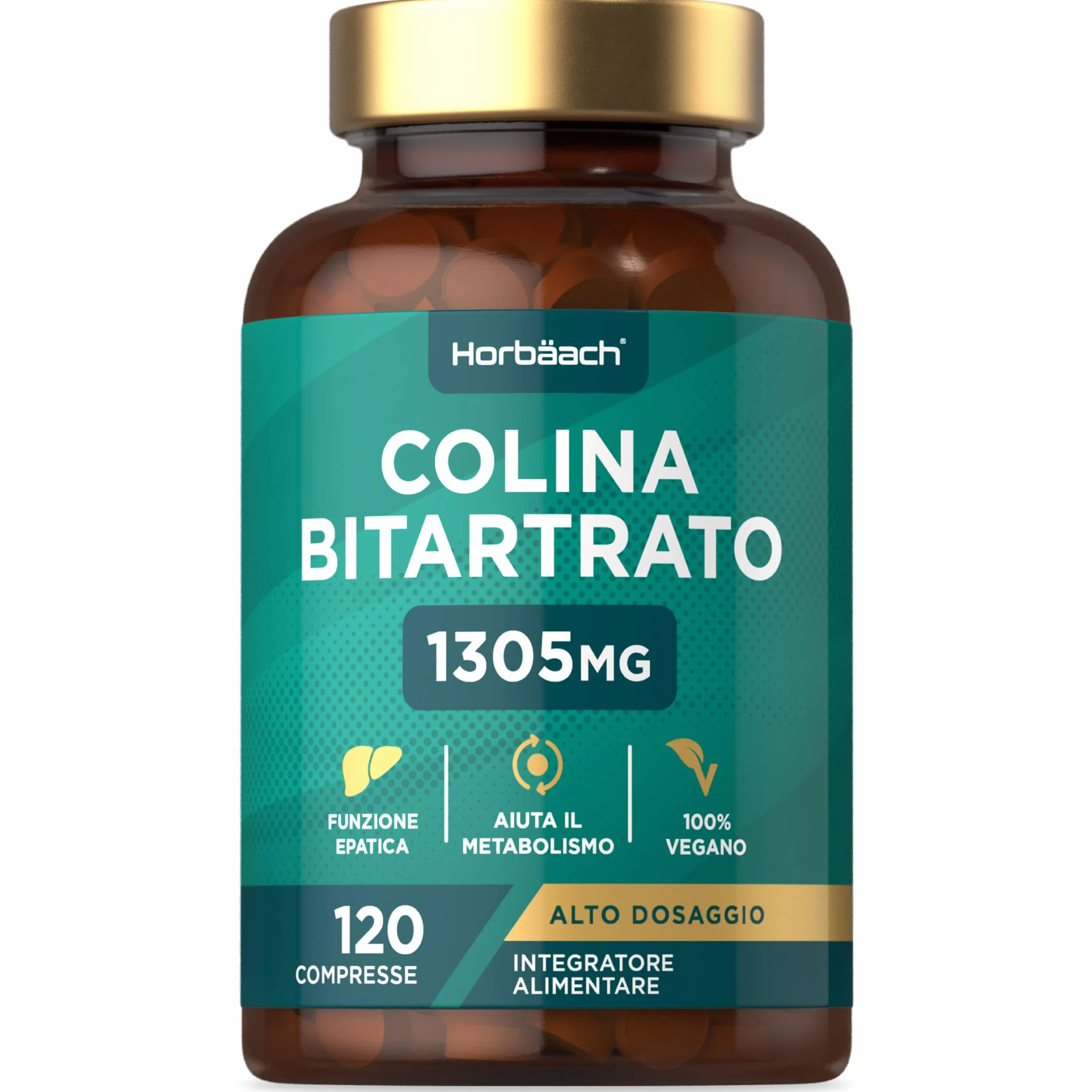 Horbaach Colina Bitartrato 1305mg 120 Compresse Integratore