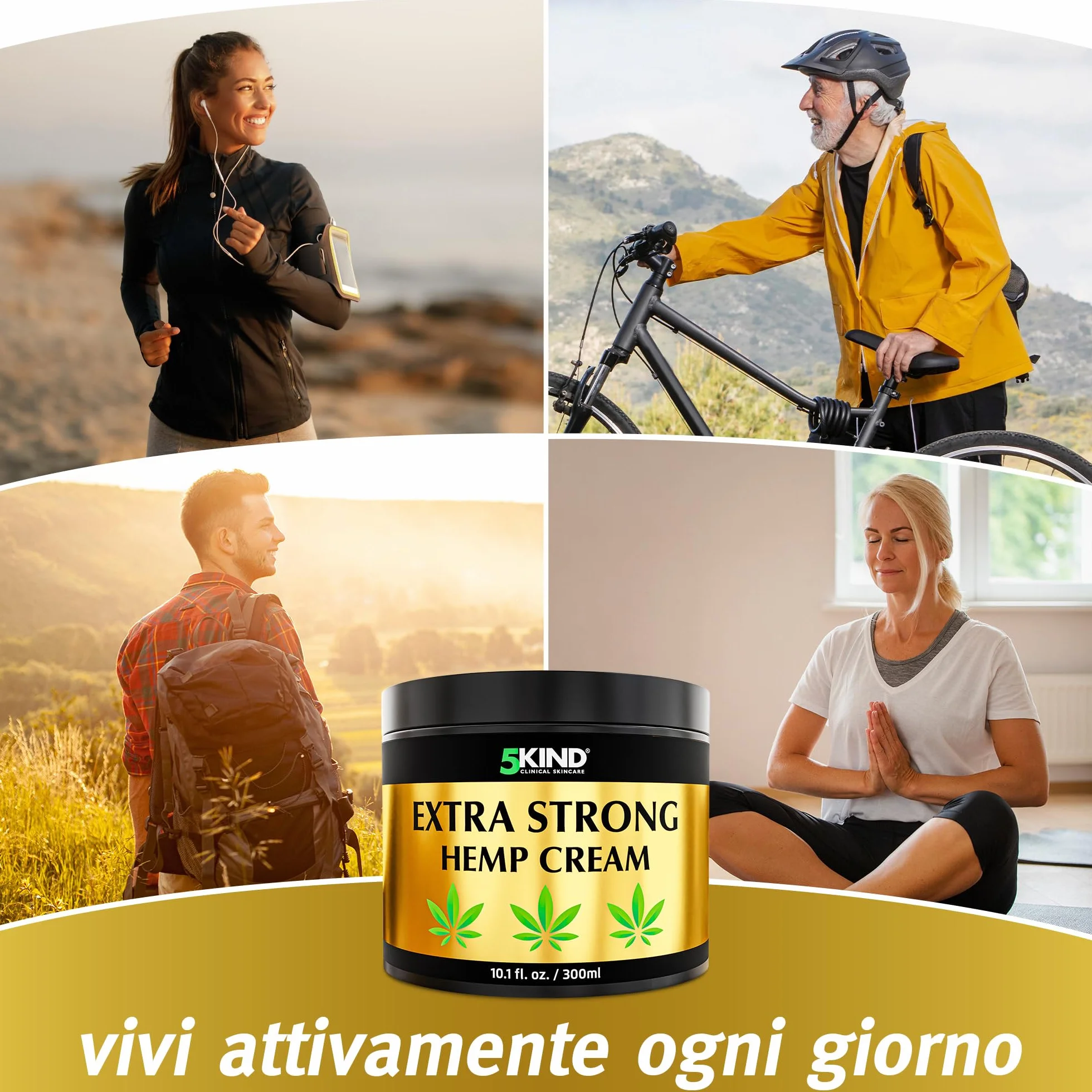 Crema alla canapa extra forte 5Kind 300 ml Ingredienti naturali per tutti i tipi di pelle