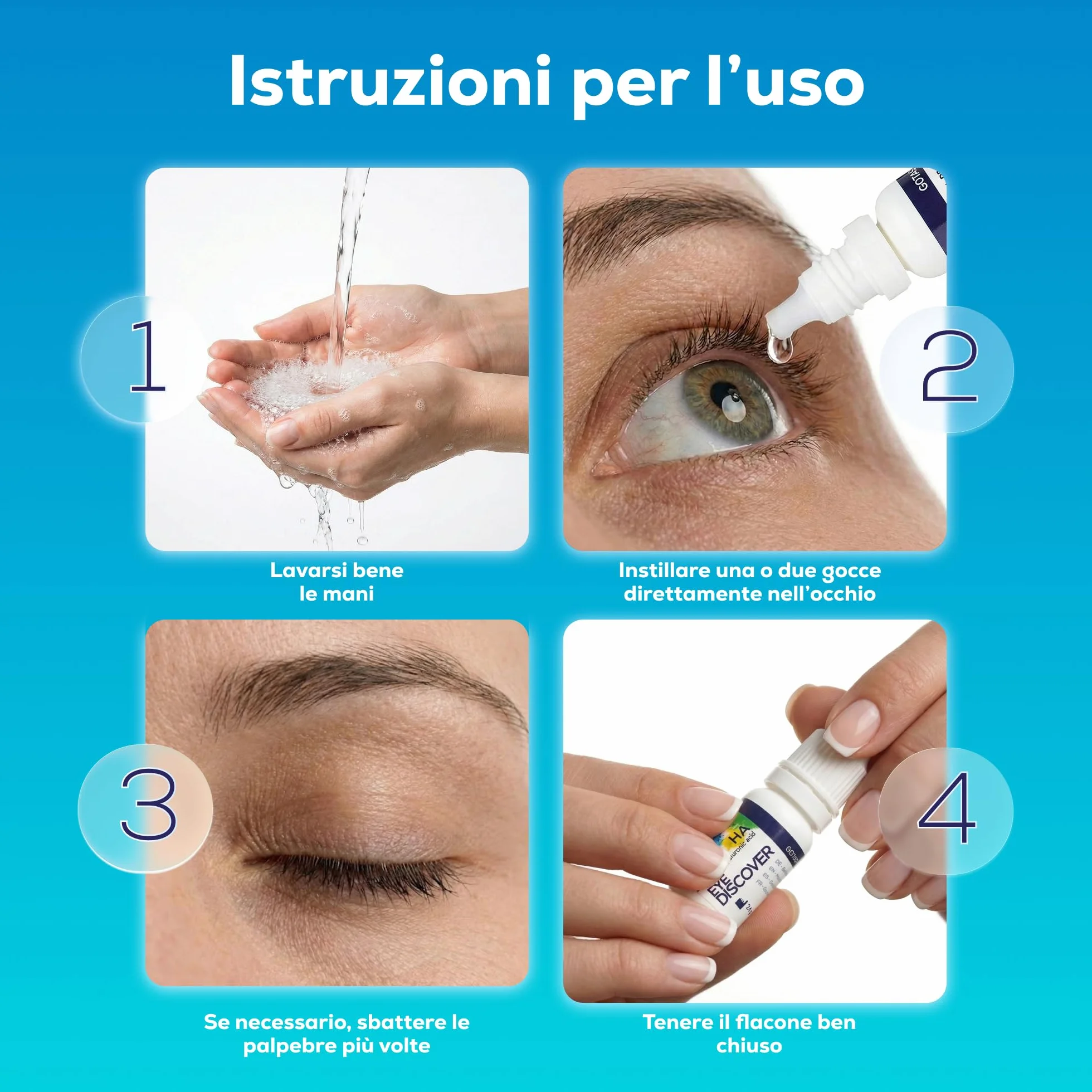 Gocce Oculari Idratanti con Acido Ialuronico, Lacrime Artificiali per Occhi Secchi (15 ml)