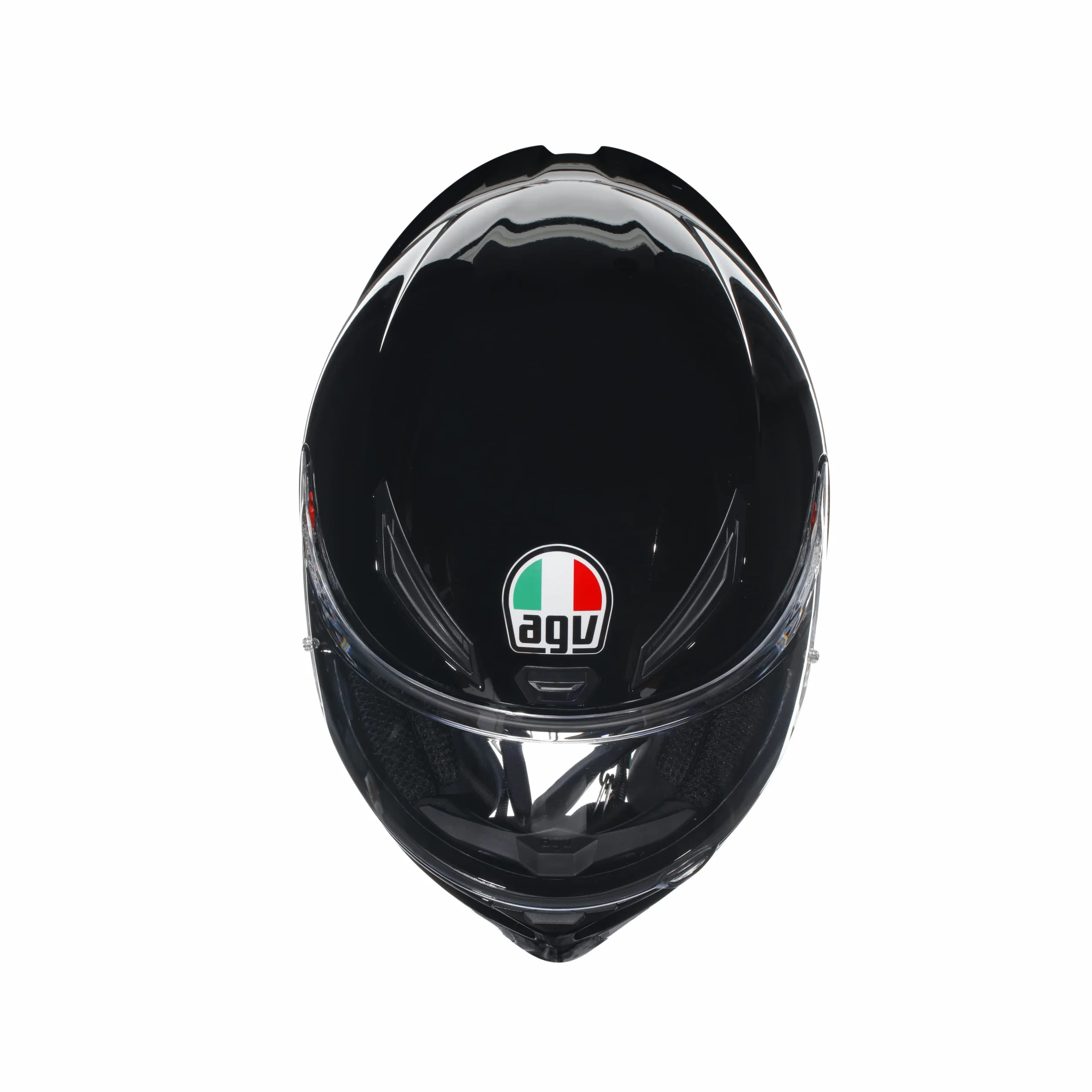 AGV - K1 S E2206, Casco Moto Integrale ECE, Stile Racing con Spoiler Aerodinamico, Prese d'Aria e Visiera Antigraffio, Campo Visivo 190°, Predisposizione Interfono, Nero, M