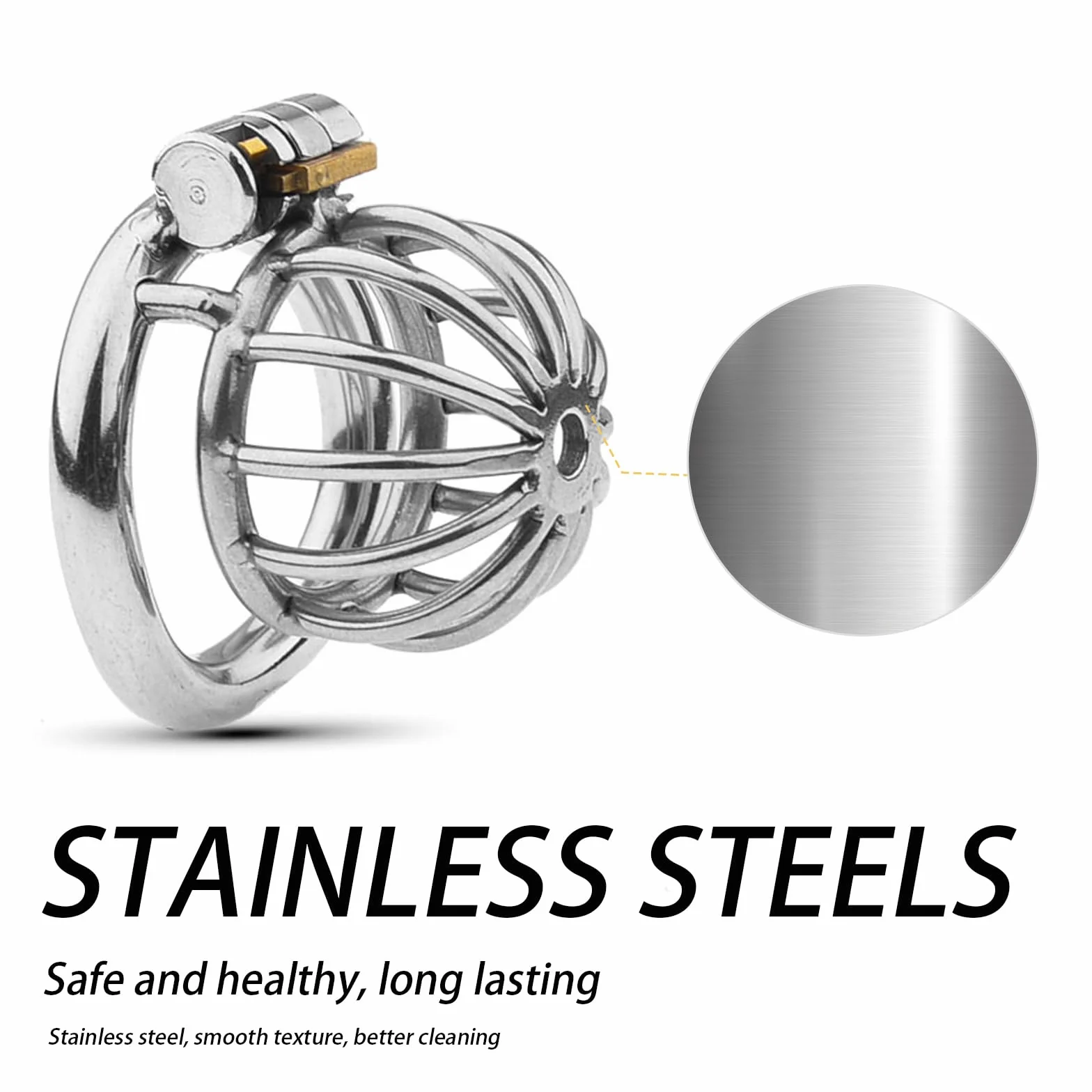 BDSMJOY Chastity Cage in Acciaio Inossidabile per Uomo, Gabbia Castità Φ50mm