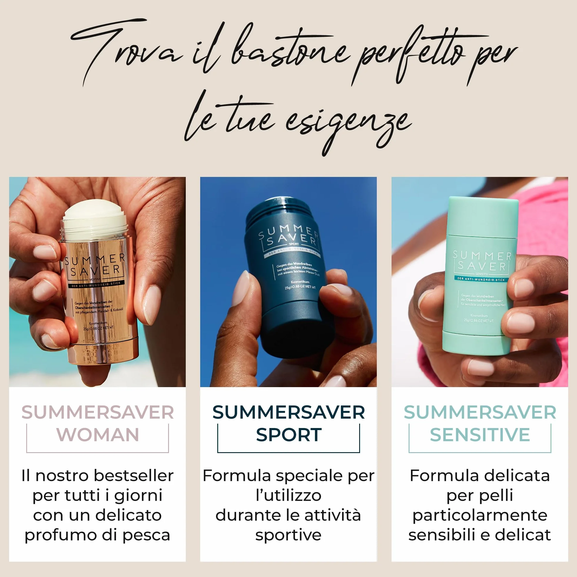 SUMMERSAVER Cherry Stick anti-sfregamento 25 g – Per cosce, piedi, reggiseno – Olio di cocco, mandorle, vitamina E, allantoina – Vegano, dermatologicamente testato